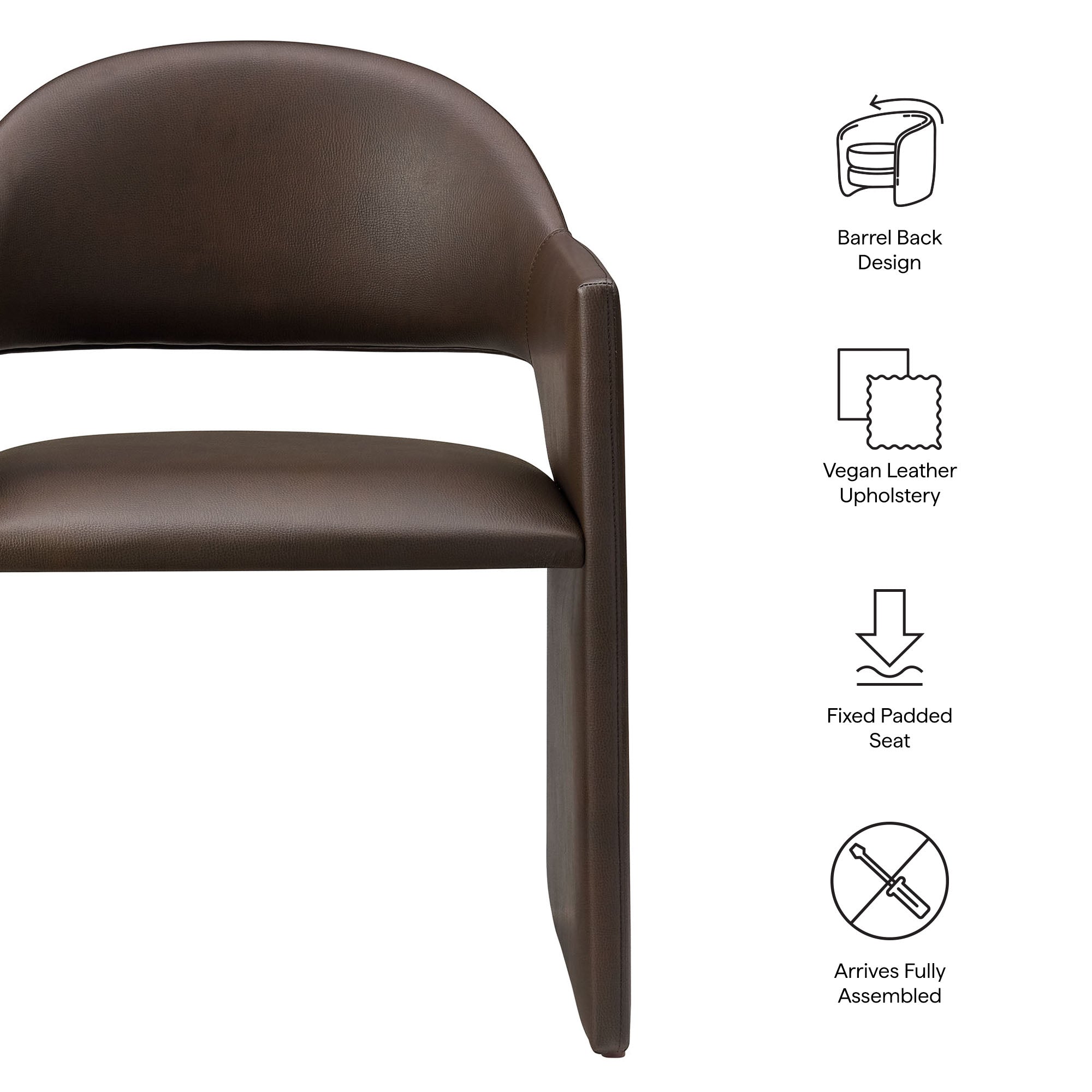 Talia Vegan Leather Dining Armchair, Espresso