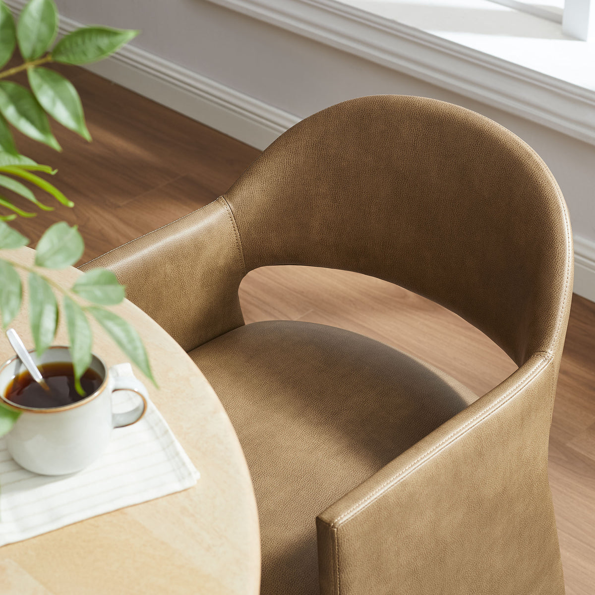 Talia Vegan Leather Dining Armchair, Toast