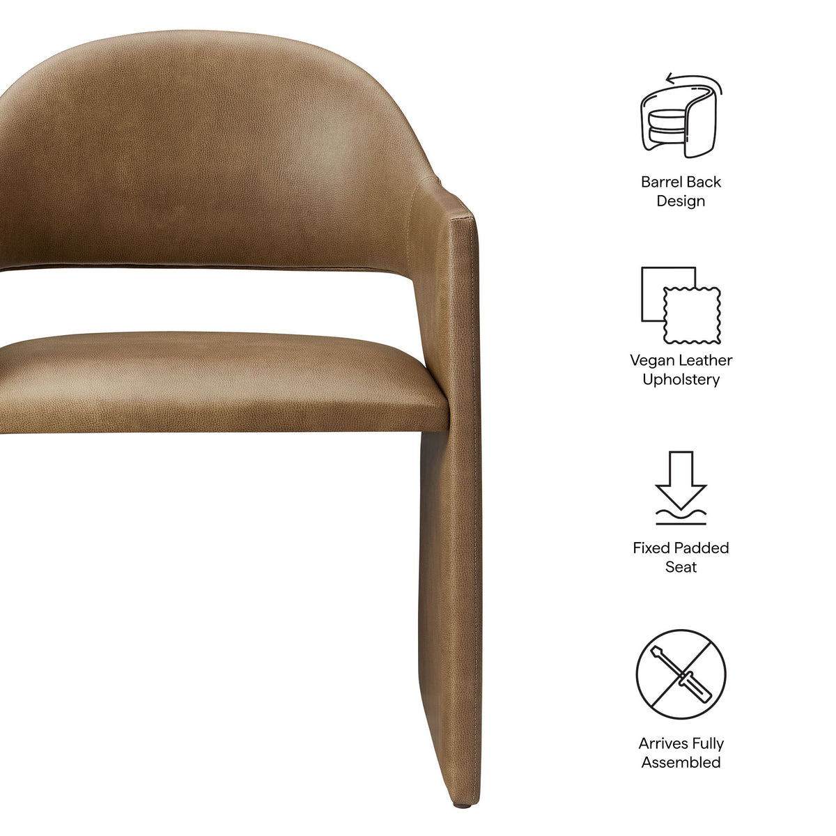 Talia Vegan Leather Dining Armchair, Toast