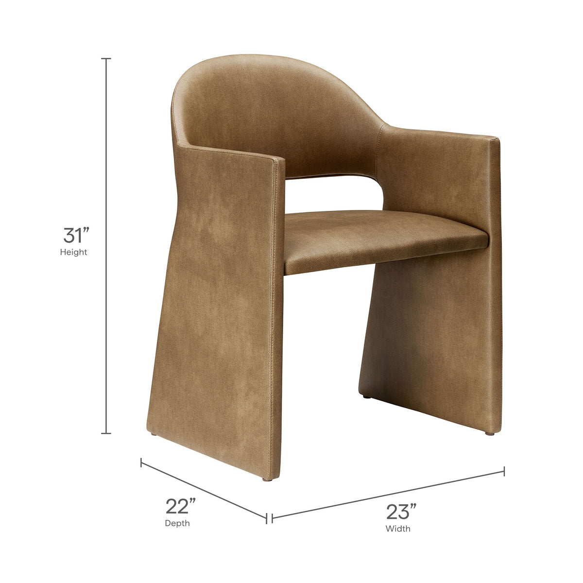 Talia Vegan Leather Dining Armchair, Toast