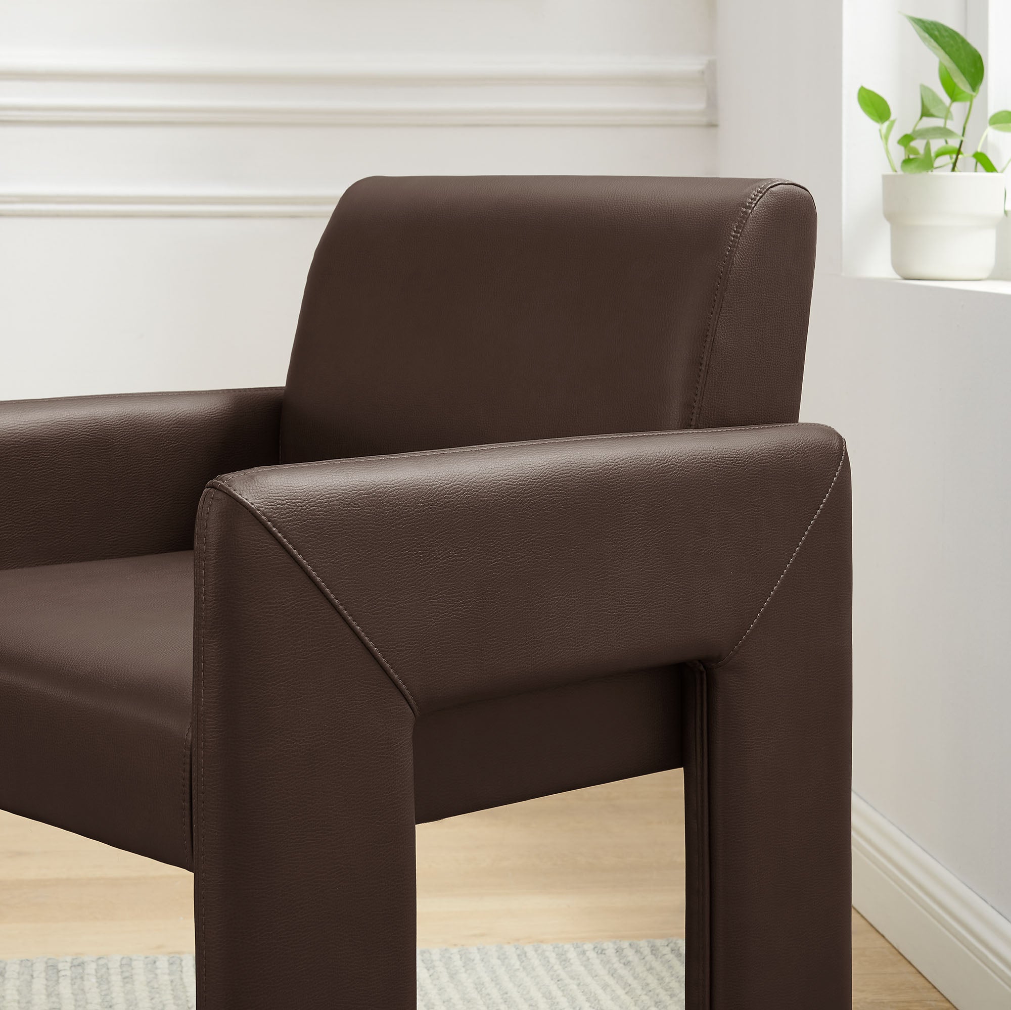 Daven Vegan Leather Dining Armchair, Espresso