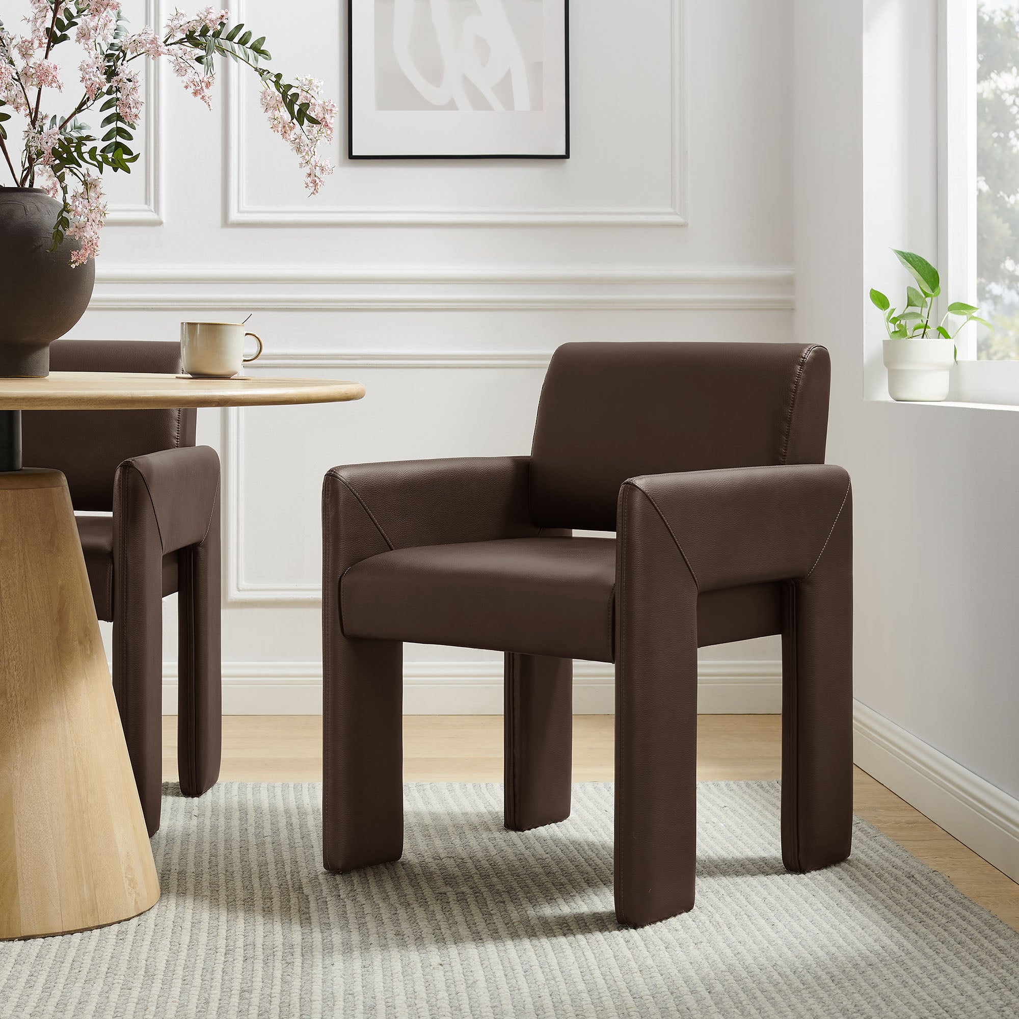 Daven Vegan Leather Dining Armchair, Espresso