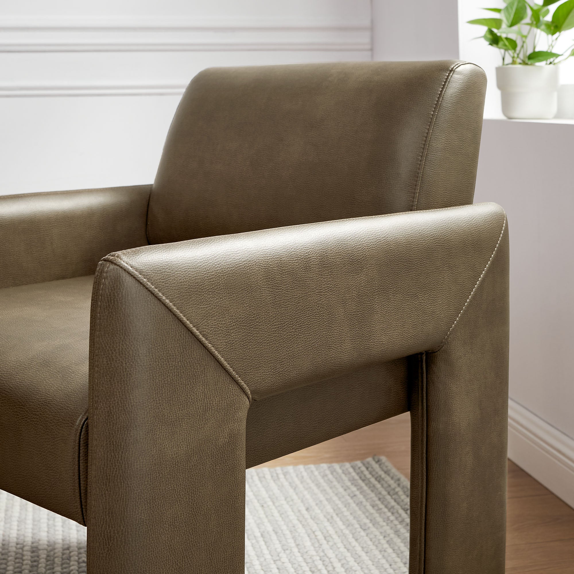 Daven Vegan Leather Dining Armchair, Mushroom