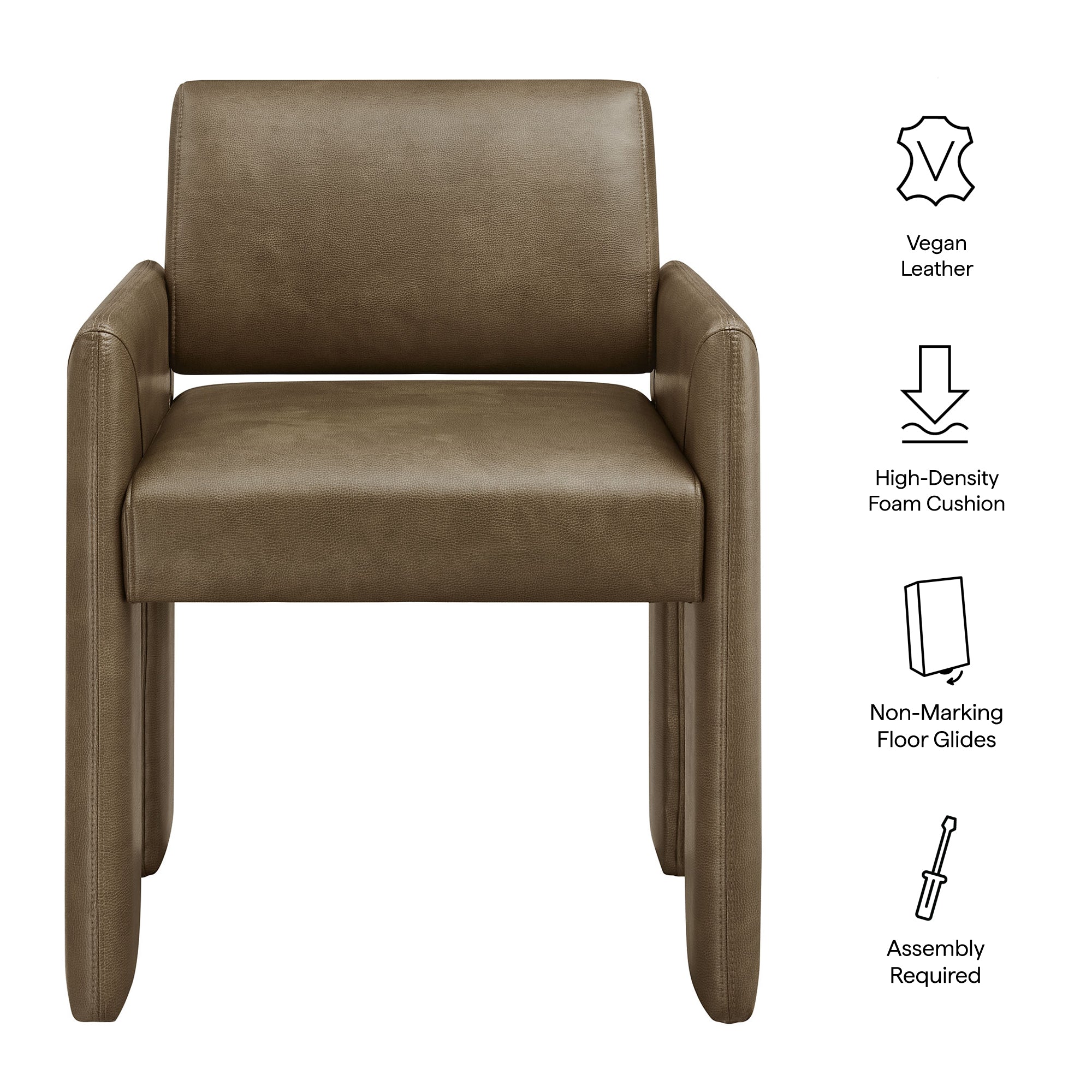 Daven Vegan Leather Dining Armchair, Mushroom