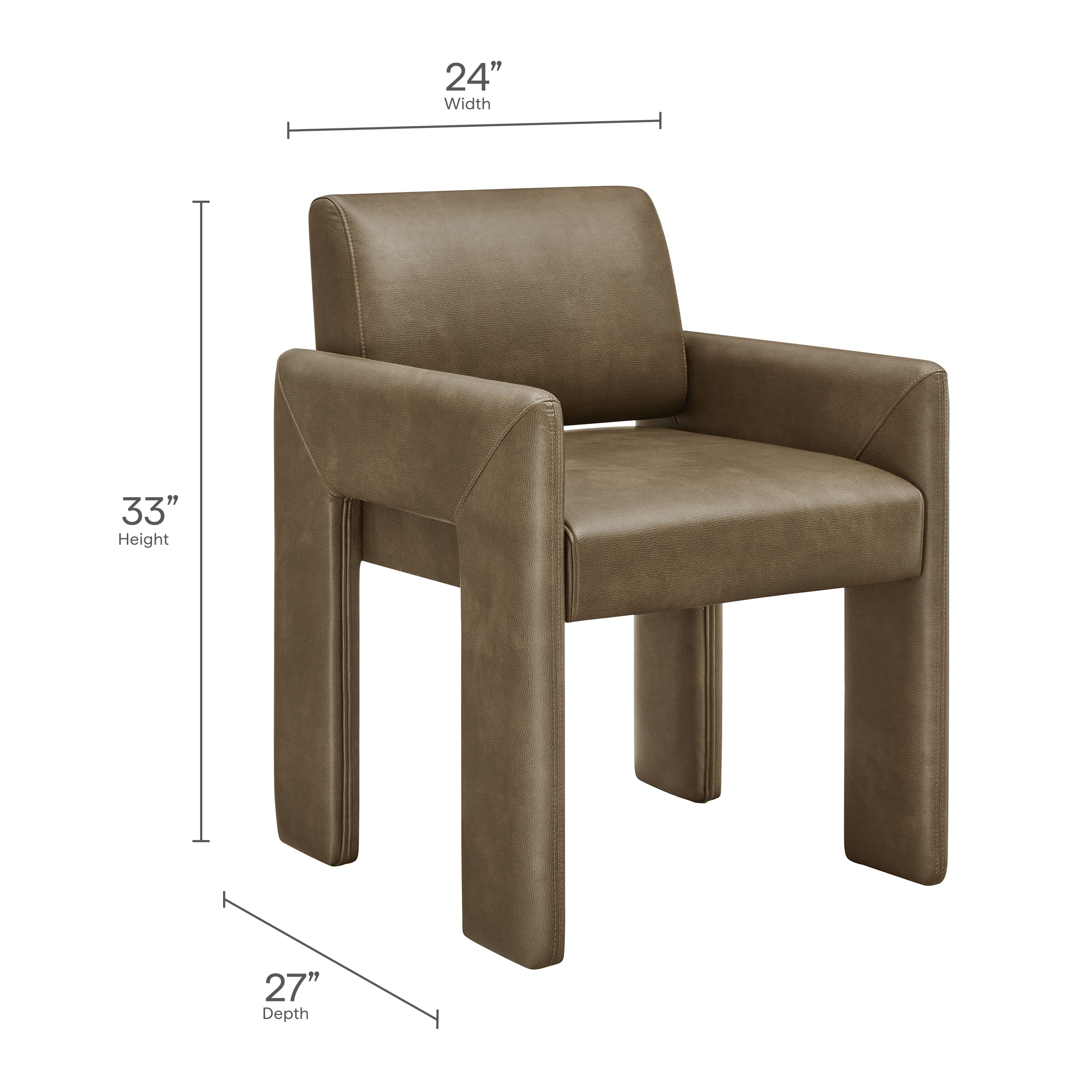 Daven Vegan Leather Dining Armchair, Mushroom