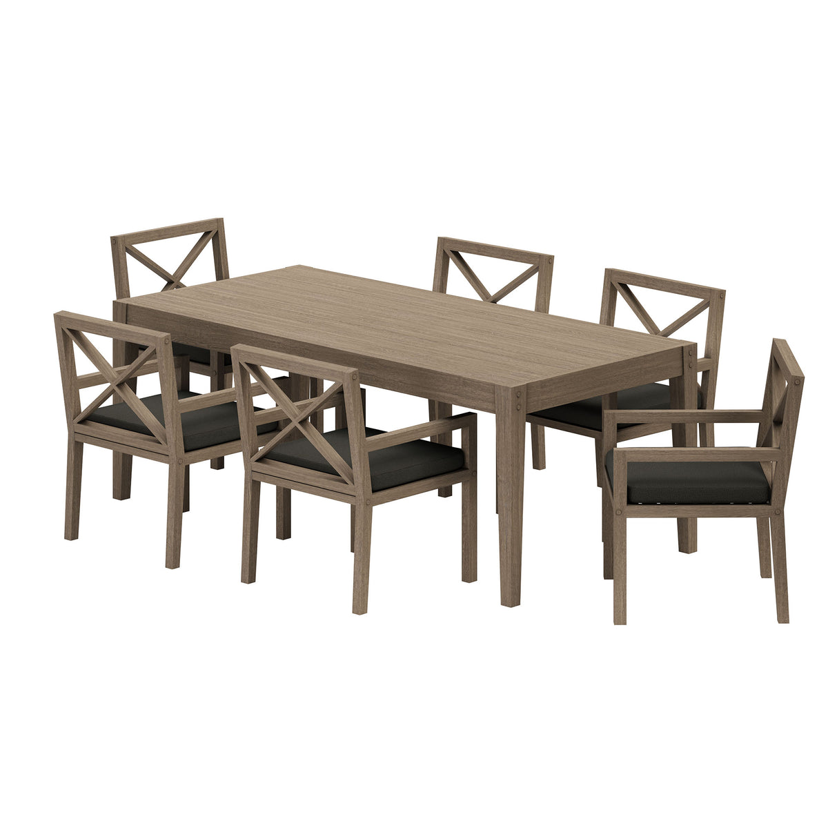 Northlake 7-Piece Outdoor Patio Teak Wood Dining Set, Flint Gray
