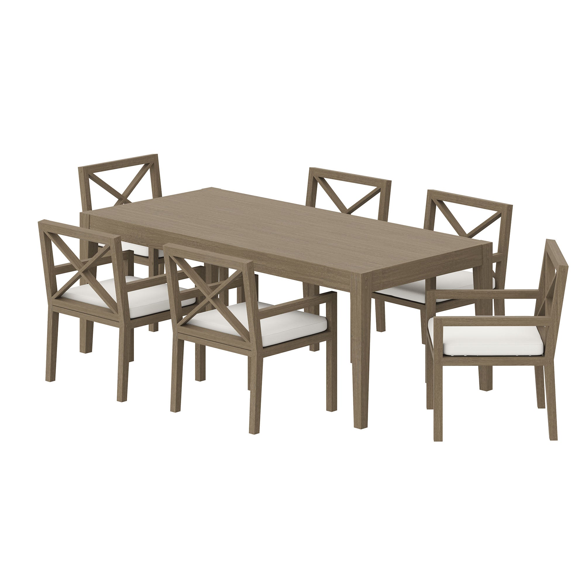 Northlake 7-Piece Outdoor Patio Teak Wood Dining Set, Weathered Gray