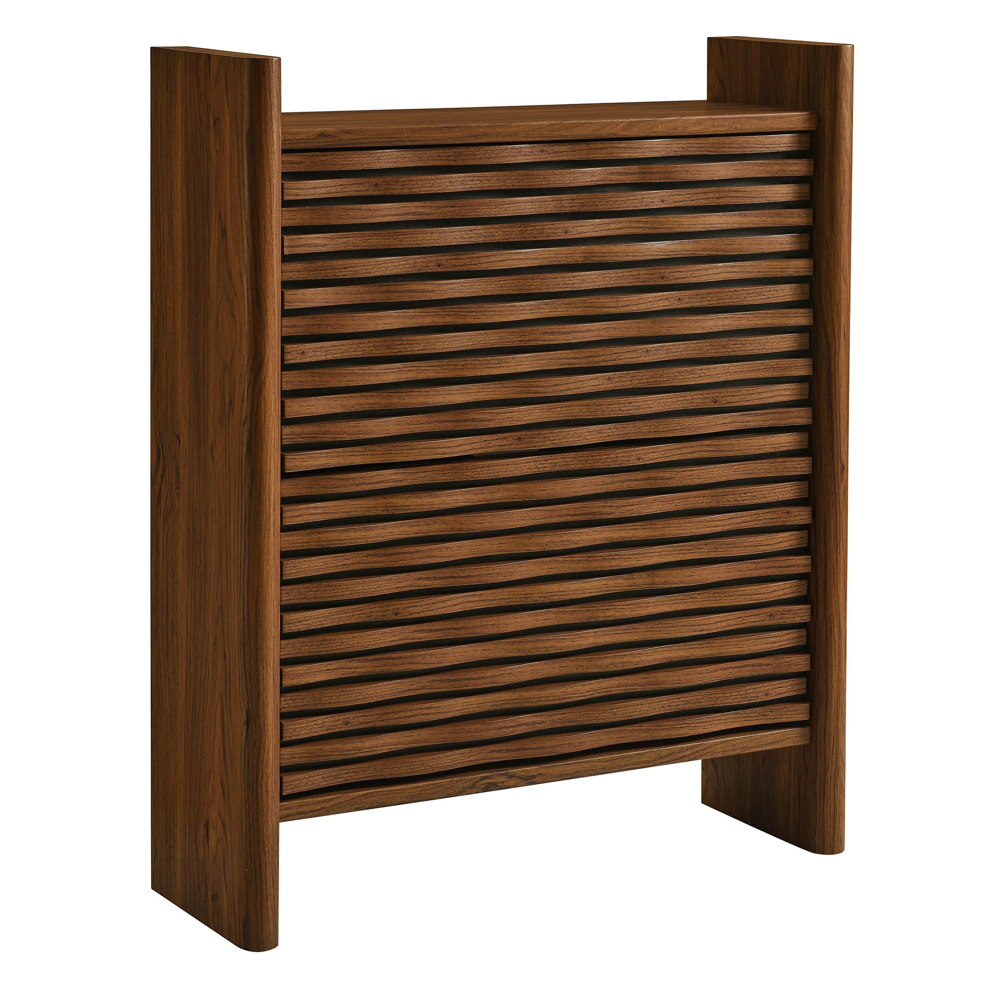 Emric Wave Shoe Cabinet, Walnut
