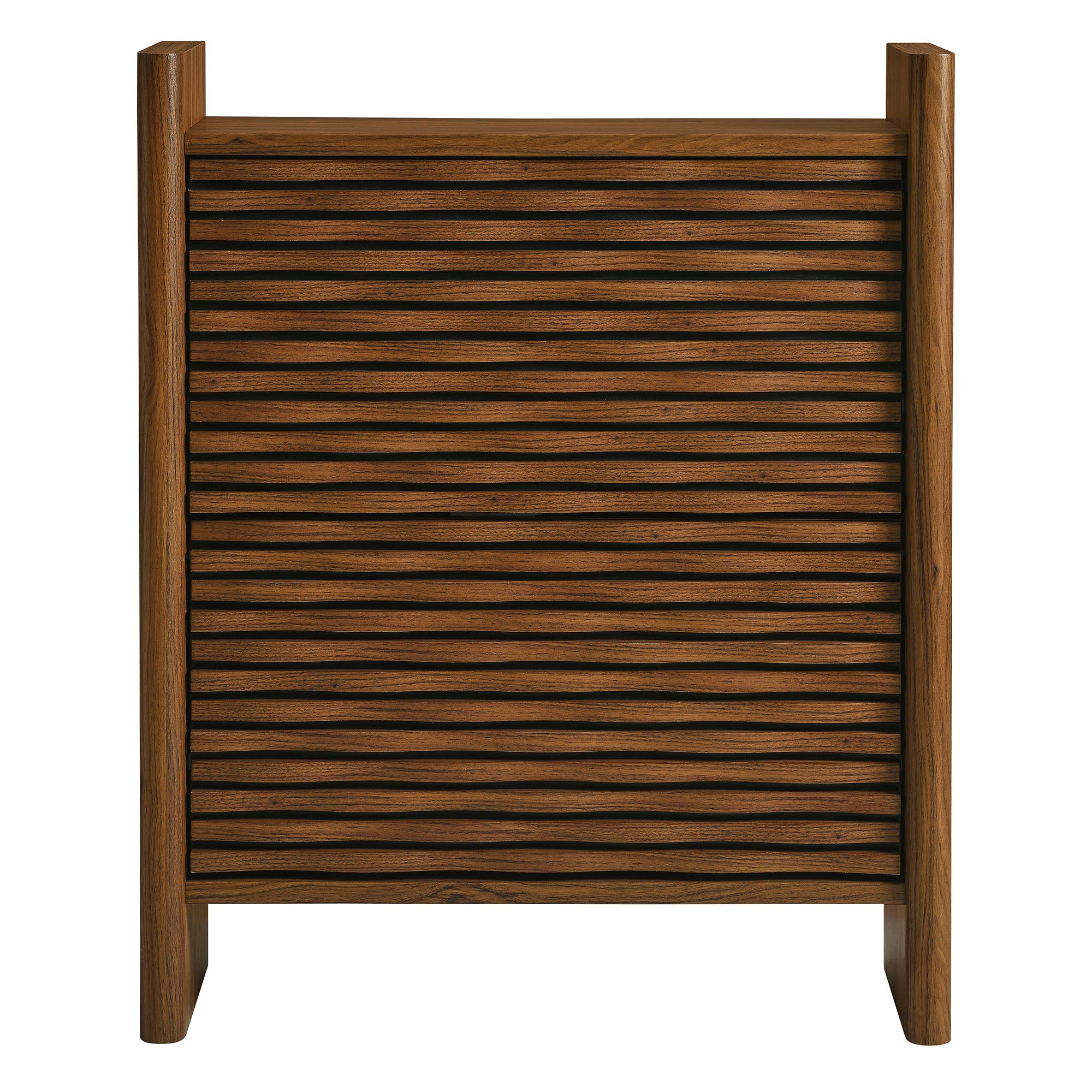 Emric Wave Shoe Cabinet, Walnut