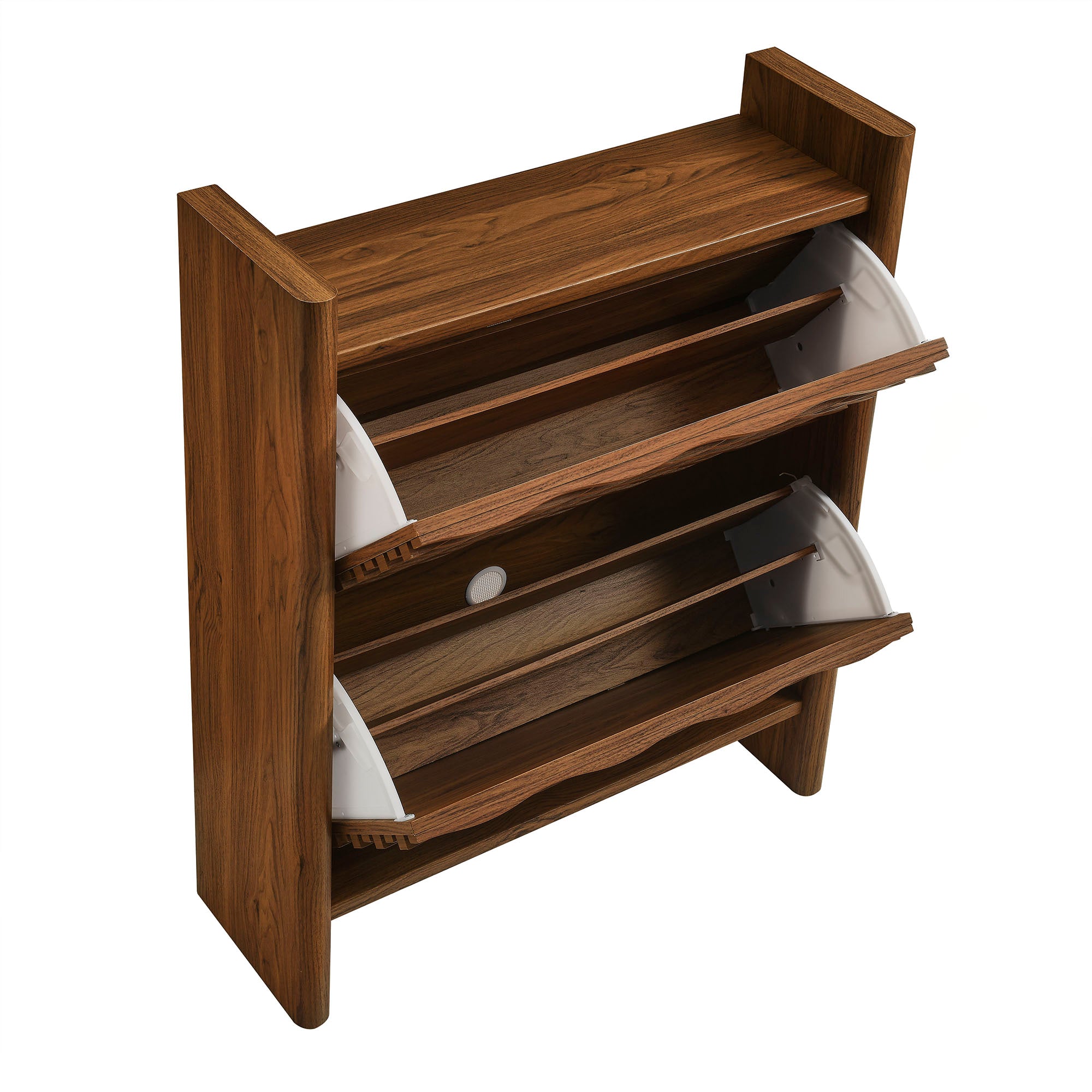 Emric Wave Shoe Cabinet, Walnut