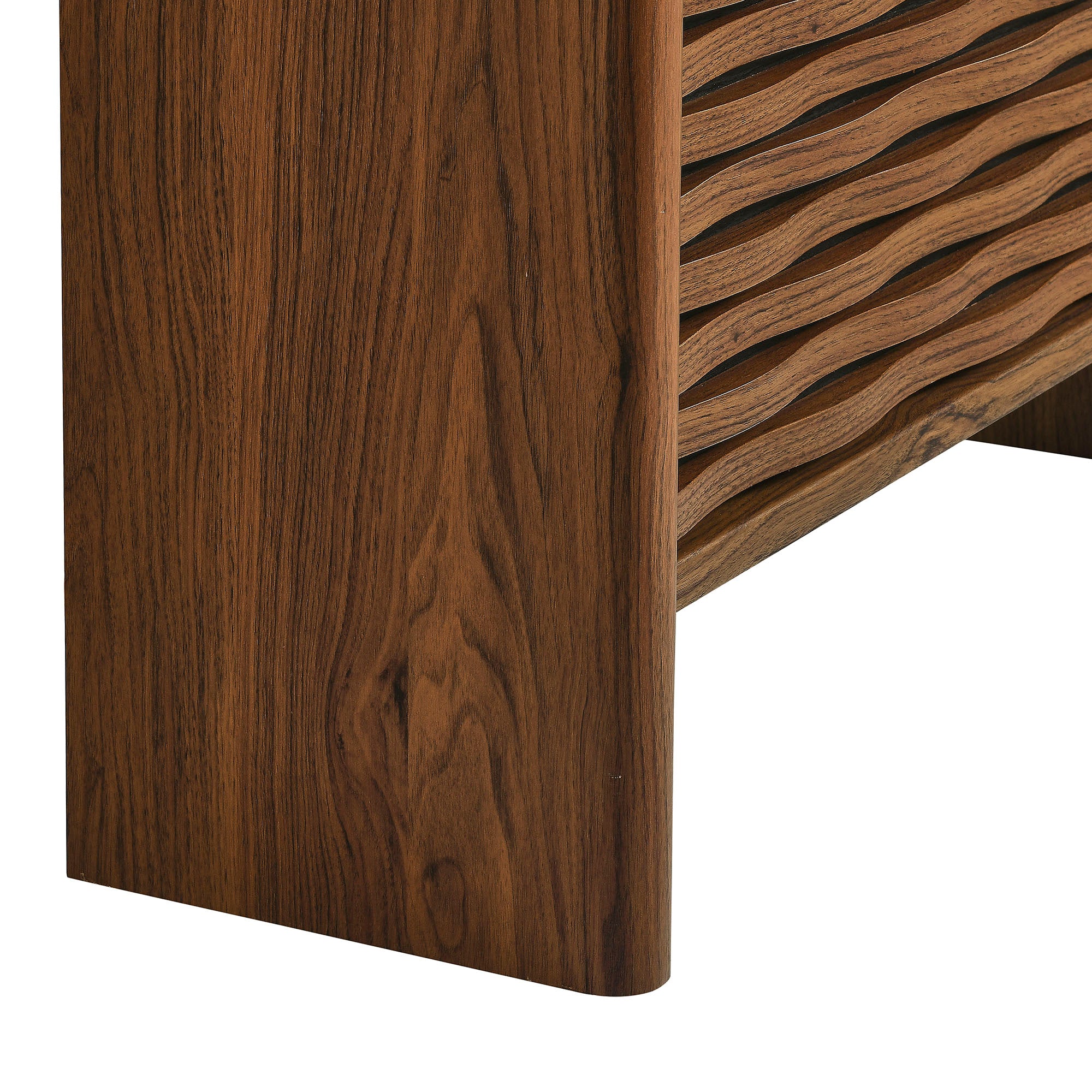 Emric Wave Shoe Cabinet, Walnut