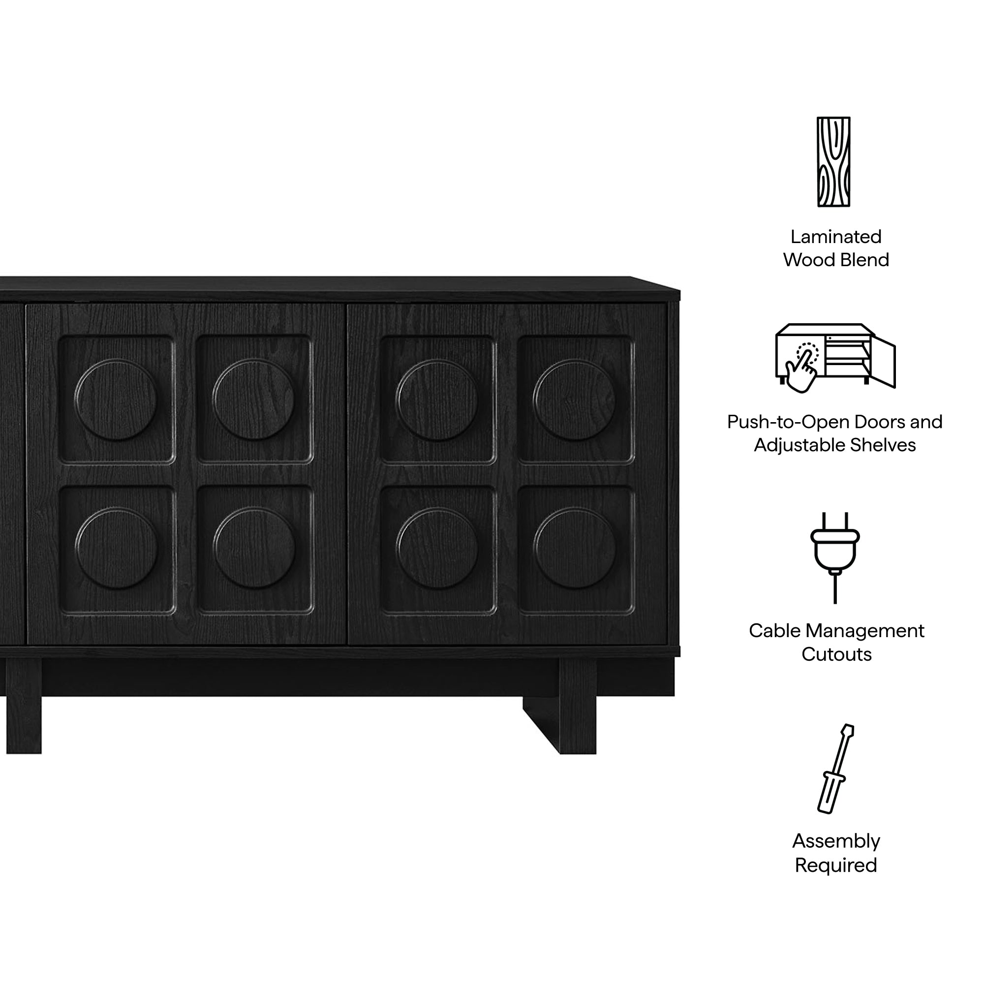Knox 71 Inch TV Stand, Black