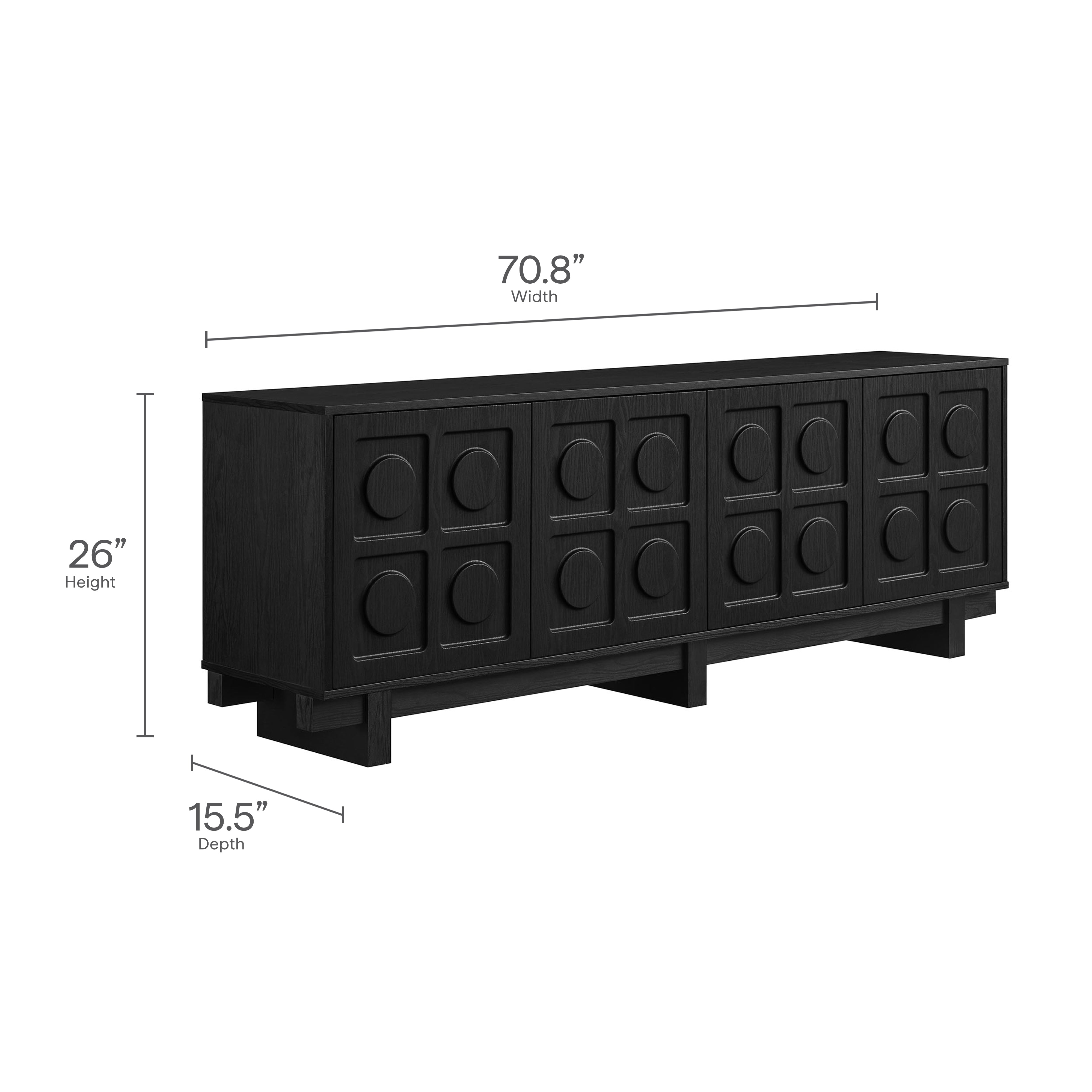 Knox 71 Inch TV Stand, Black