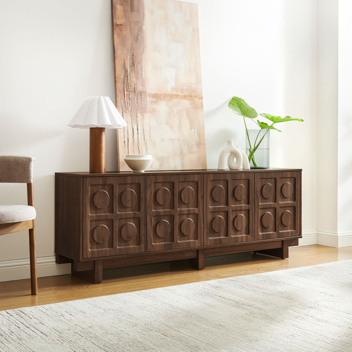 Knox 71 Inch TV Stand, Walnut