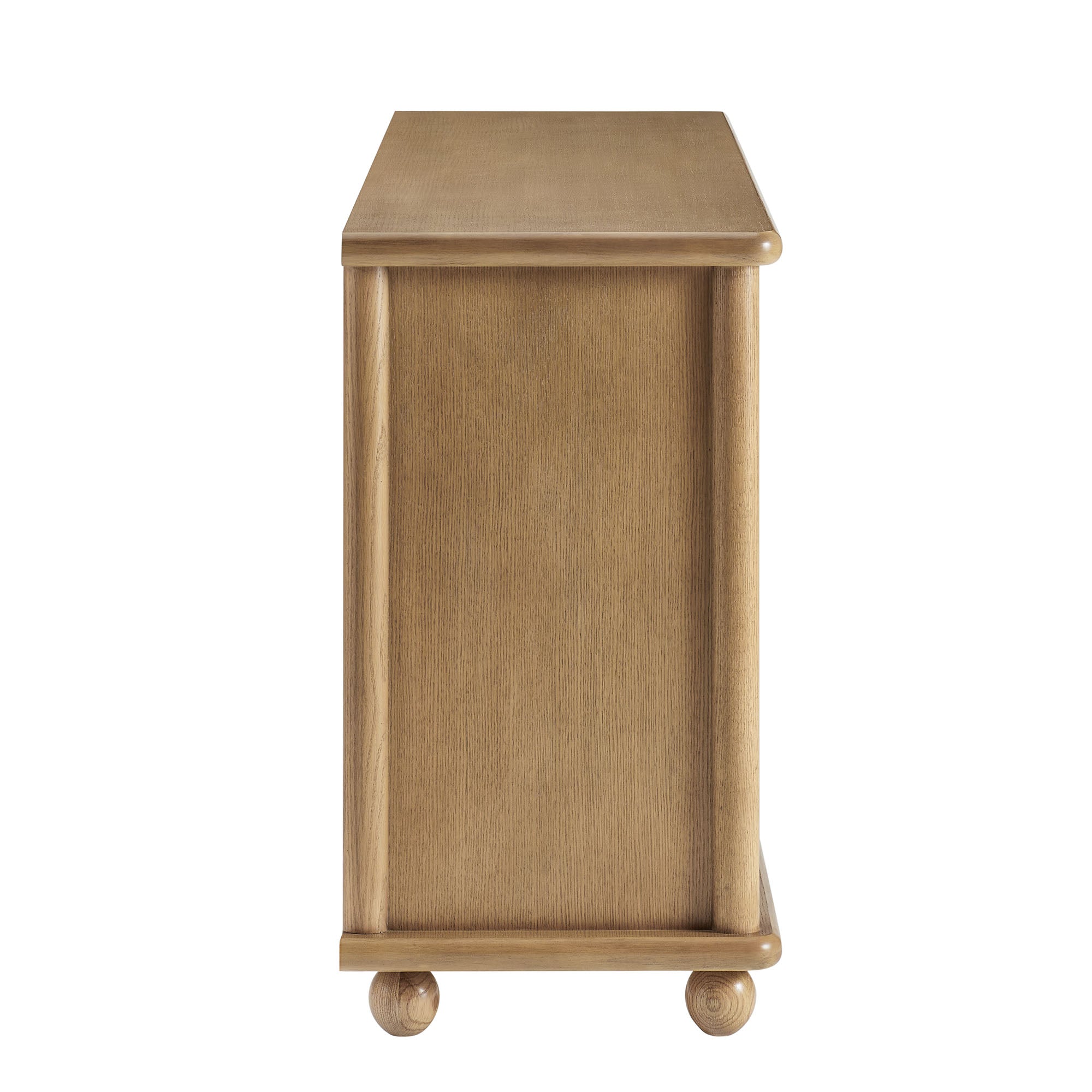 Marola 71 Inch Oak Wood Seagrass Sideboard, Oak