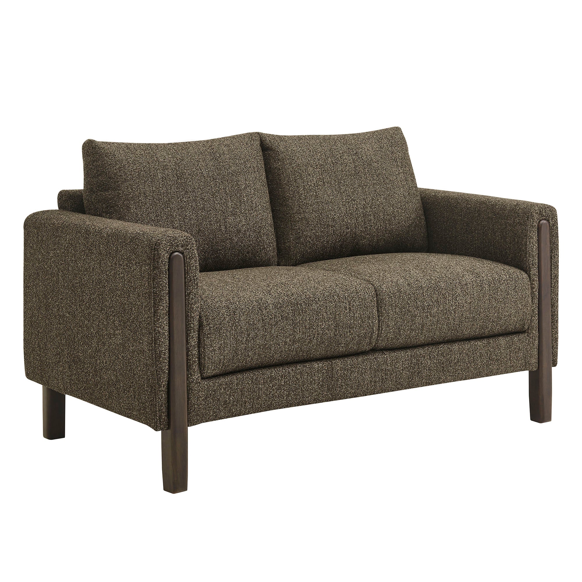 Hawken Boucle Fabric Loveseat, Antique Espresso