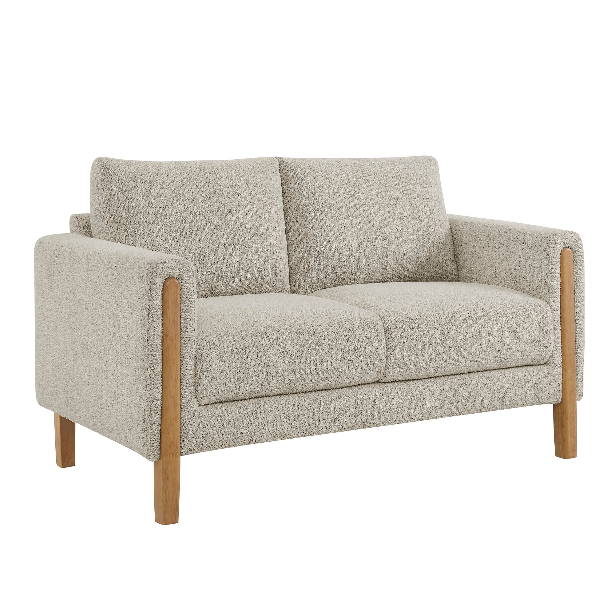 Hawken Boucle Fabric Loveseat, Parchment Beech
