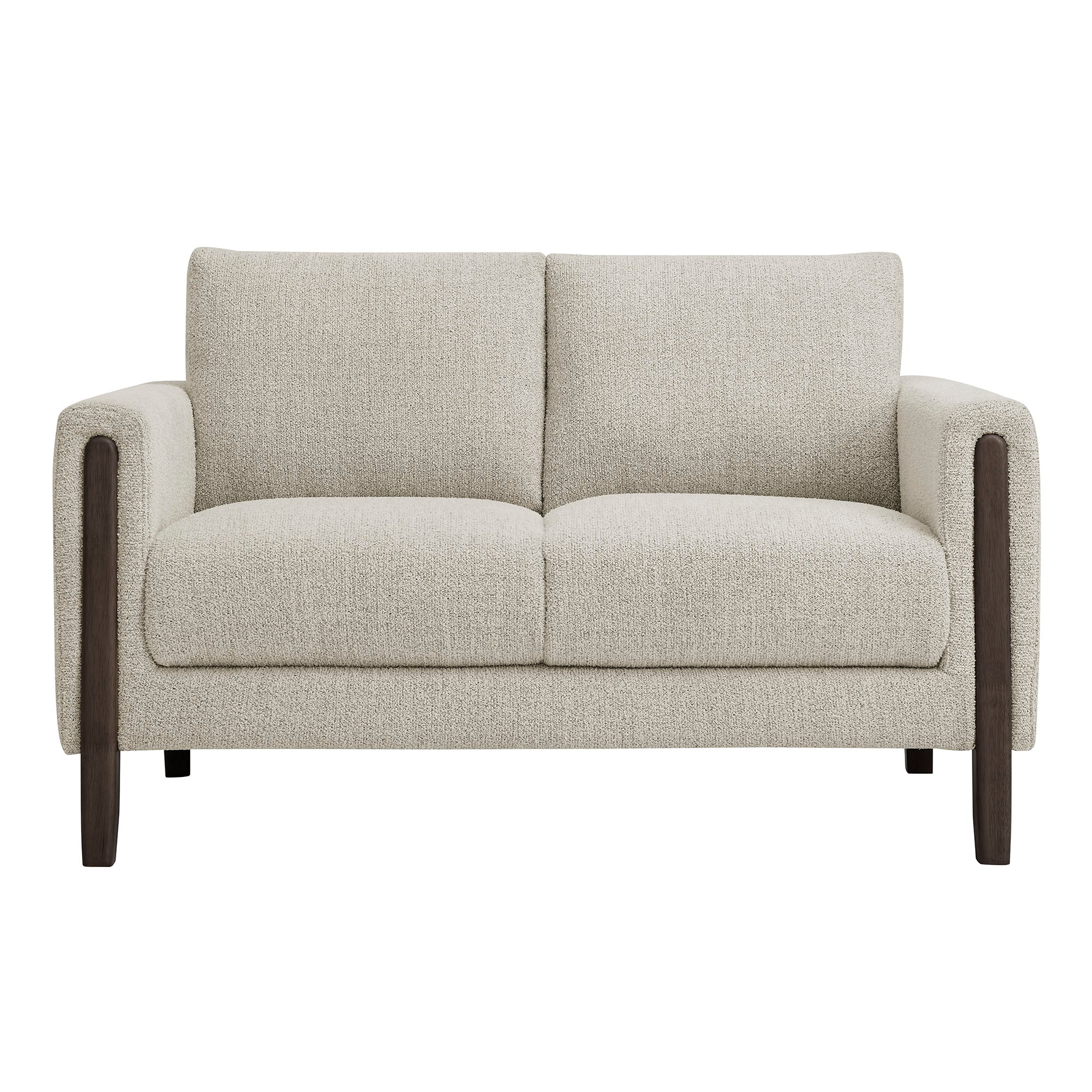 Hawken Boucle Fabric Loveseat, Parchment Espresso