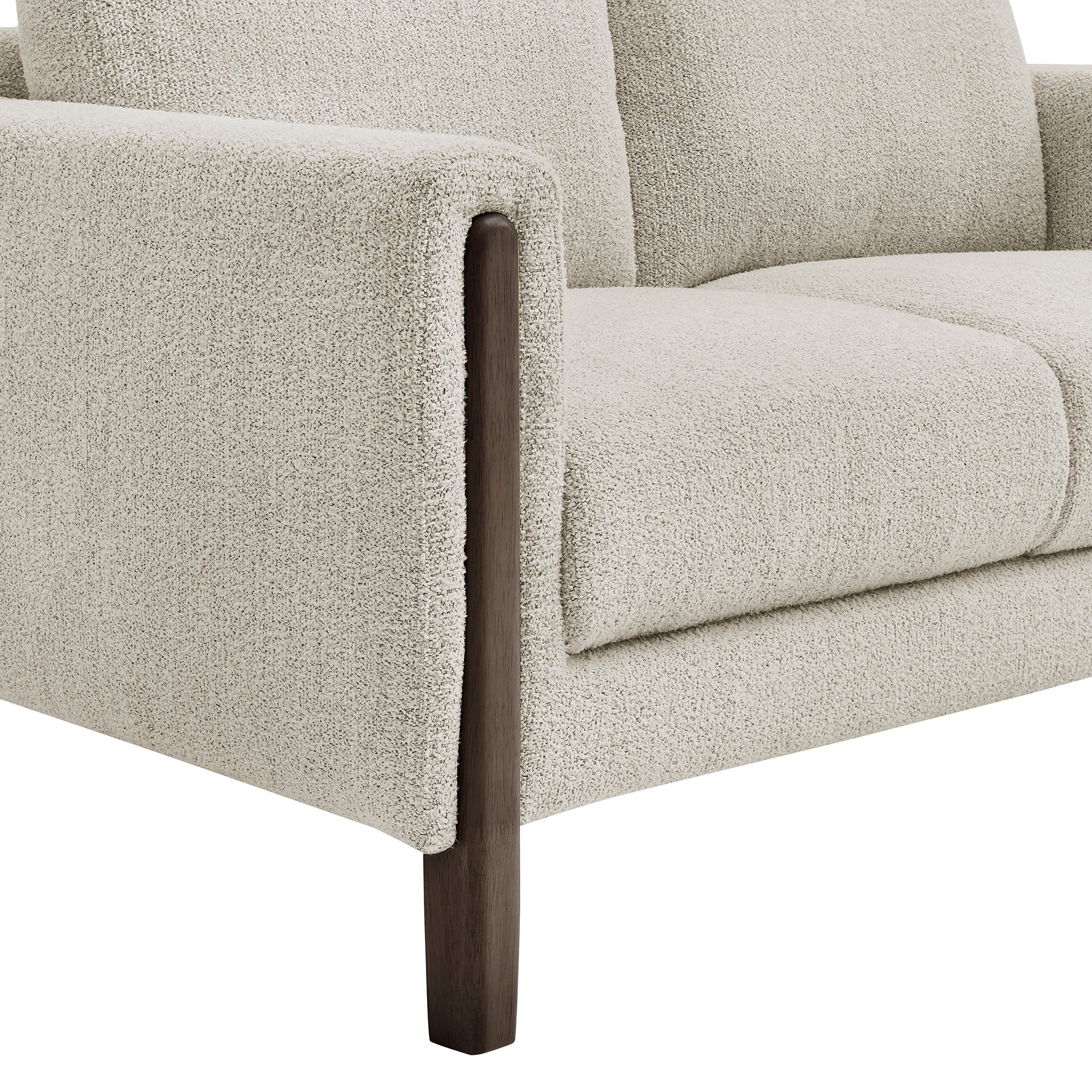 Hawken Boucle Fabric Loveseat, Parchment Espresso