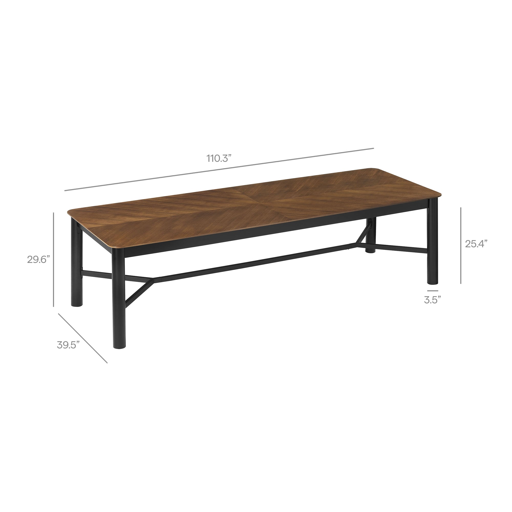 Ashlan 110" Rectangle Dining Table, Walnut