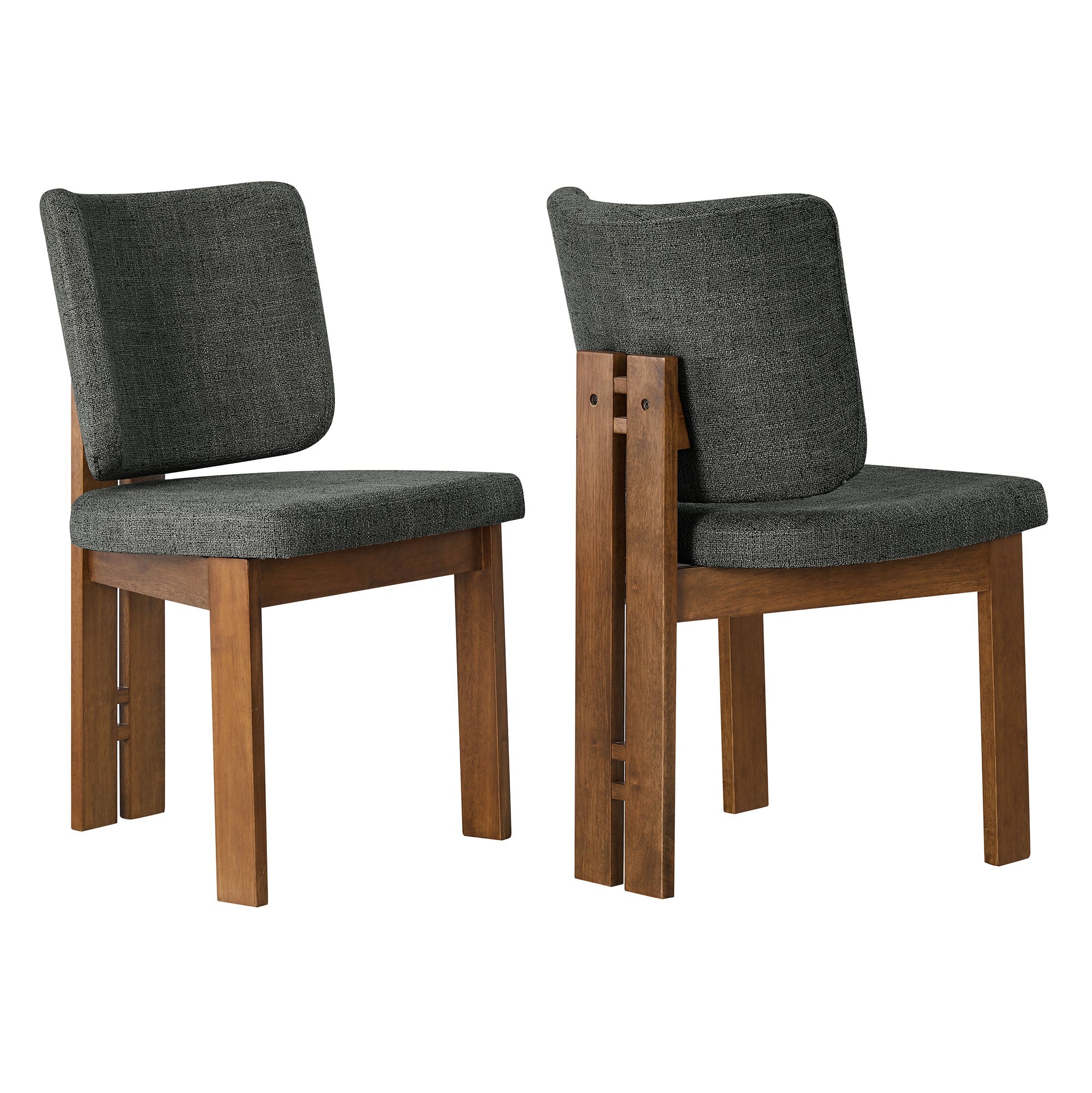 Alba Armless Upholstered Dining Chairs Set Of 2, Charcoal