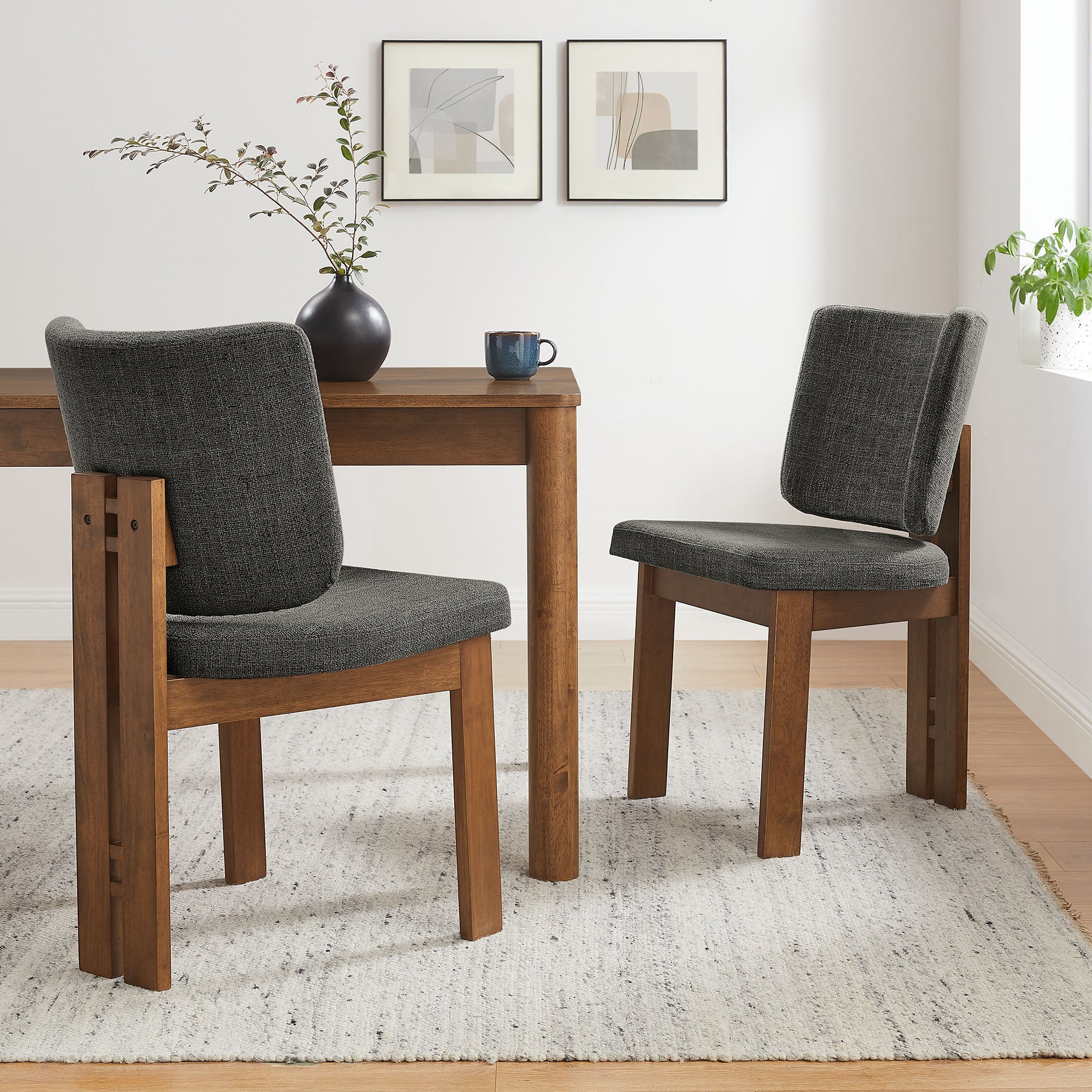 Alba Armless Upholstered Dining Chairs Set Of 2, Charcoal