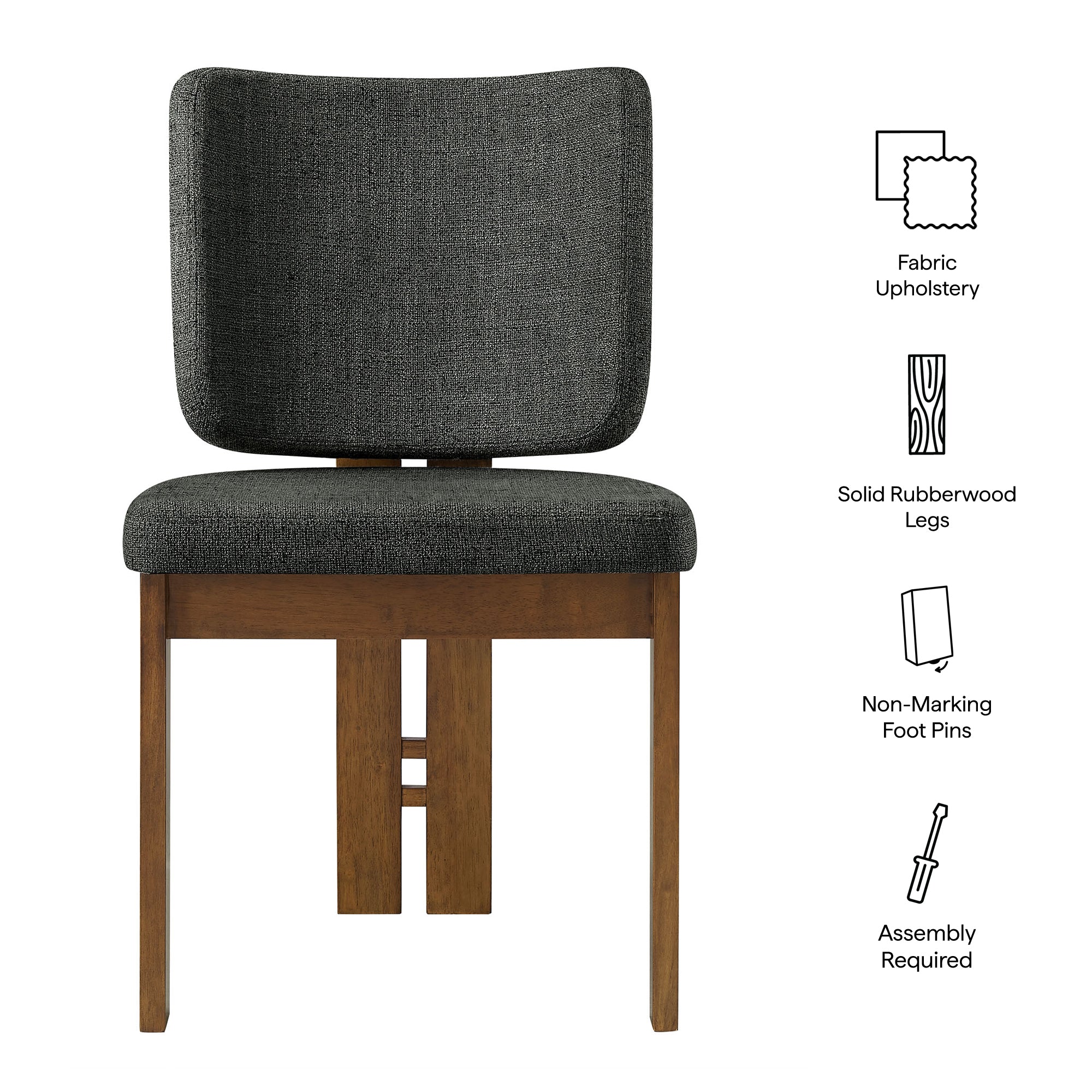 Alba Armless Upholstered Dining Chairs Set Of 2, Charcoal