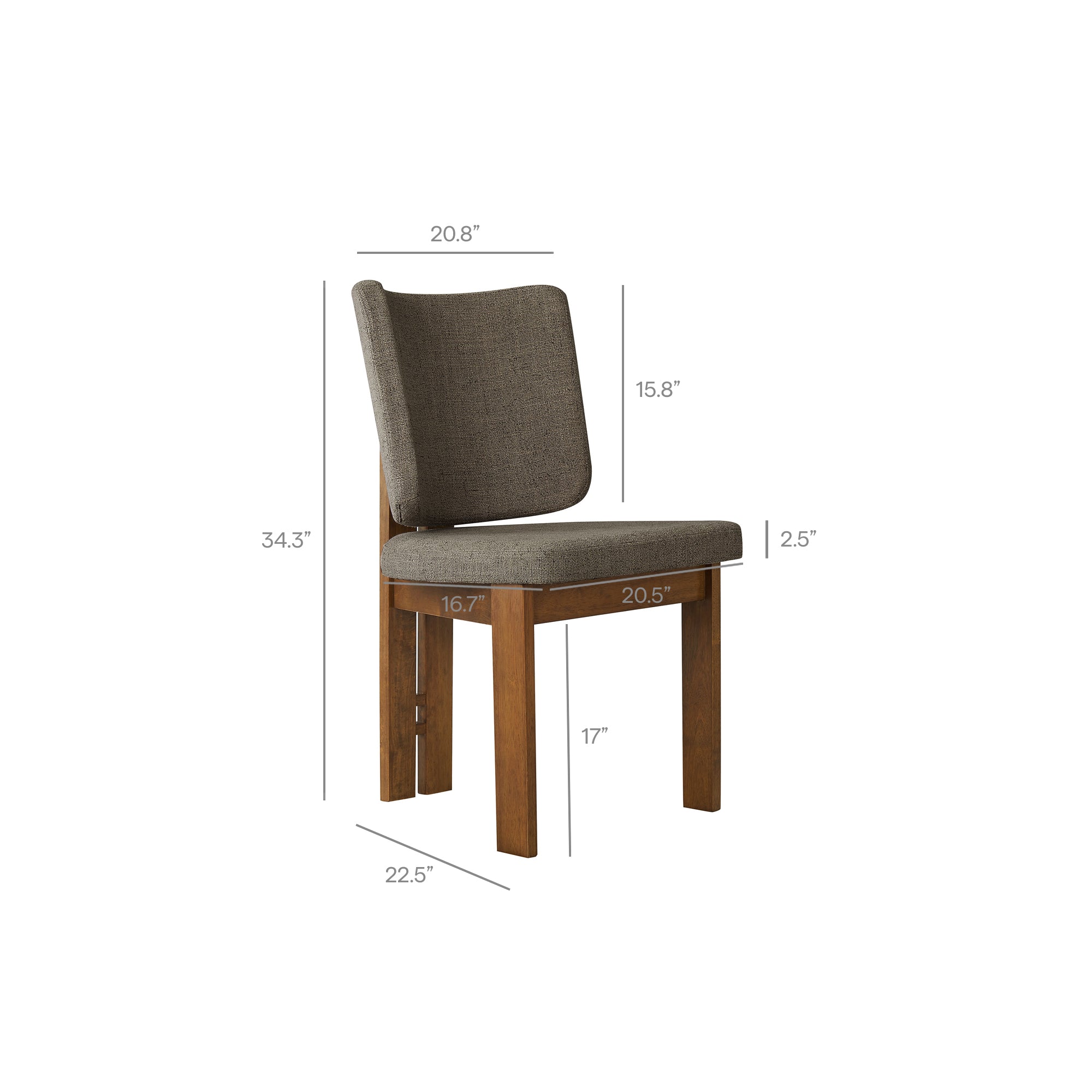 Alba Armless Upholstered Dining Chairs Set Of 2, Taupe