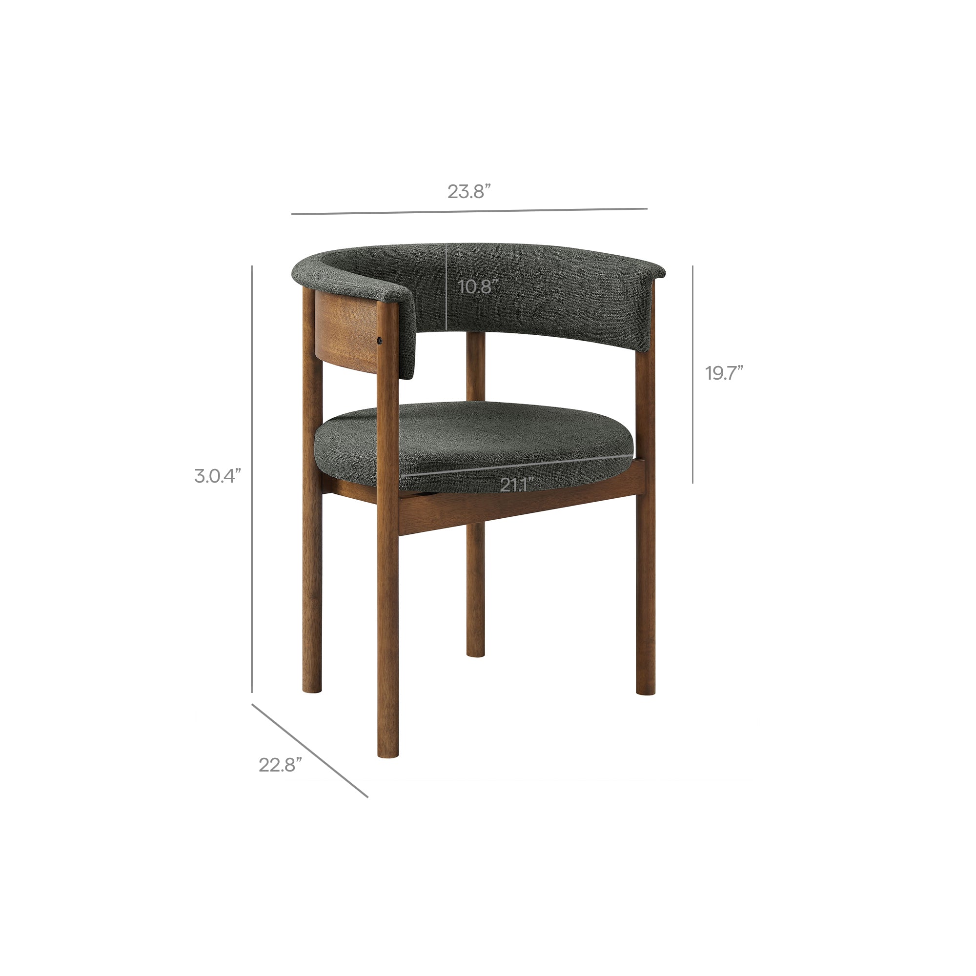 Clea Curved Upholstered Dining Chairs Set Of 2, Charcoal