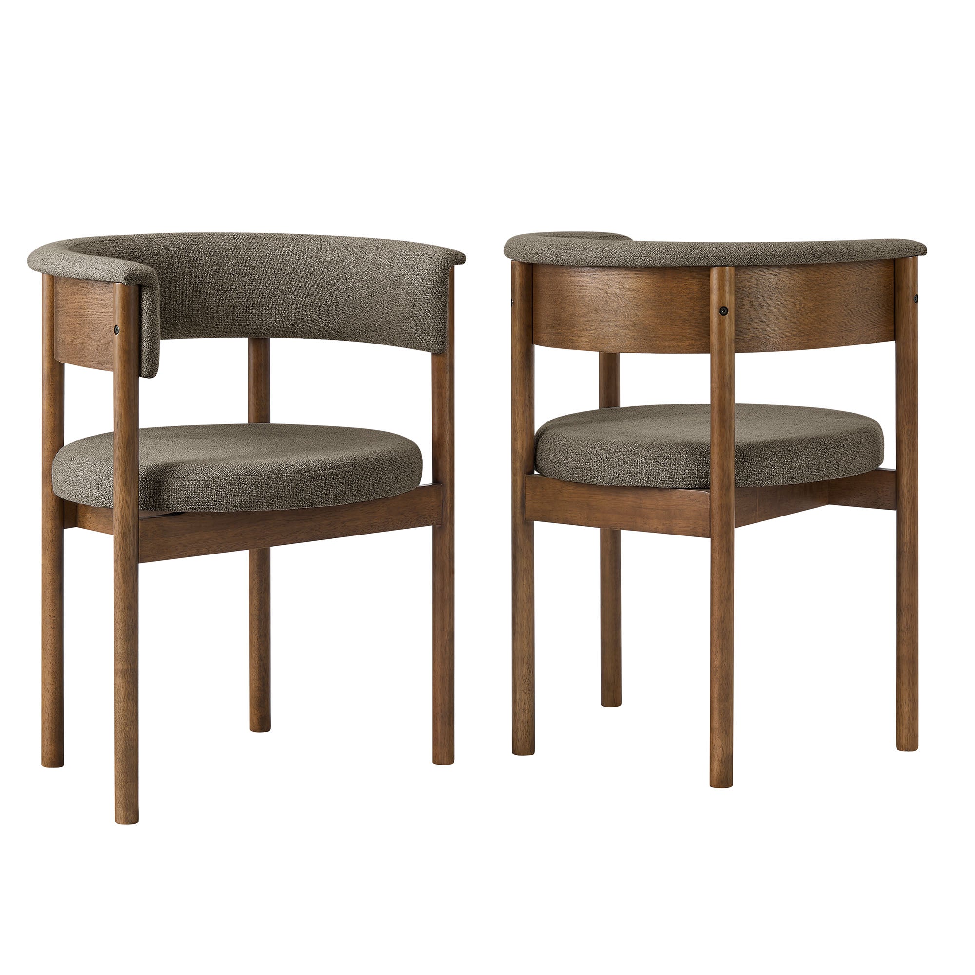 Clea Curved Upholstered Dining Chairs Set Of 2, Taupe