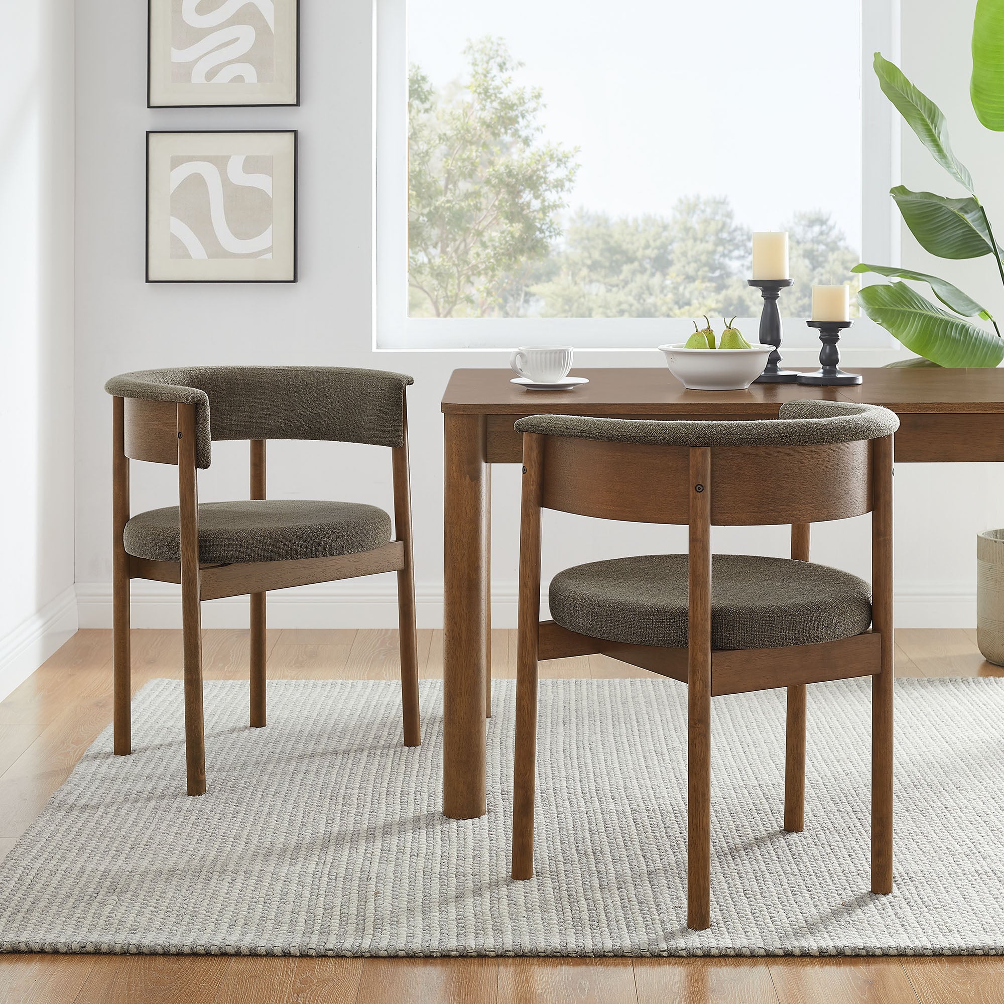 Clea Curved Upholstered Dining Chairs Set Of 2, Taupe