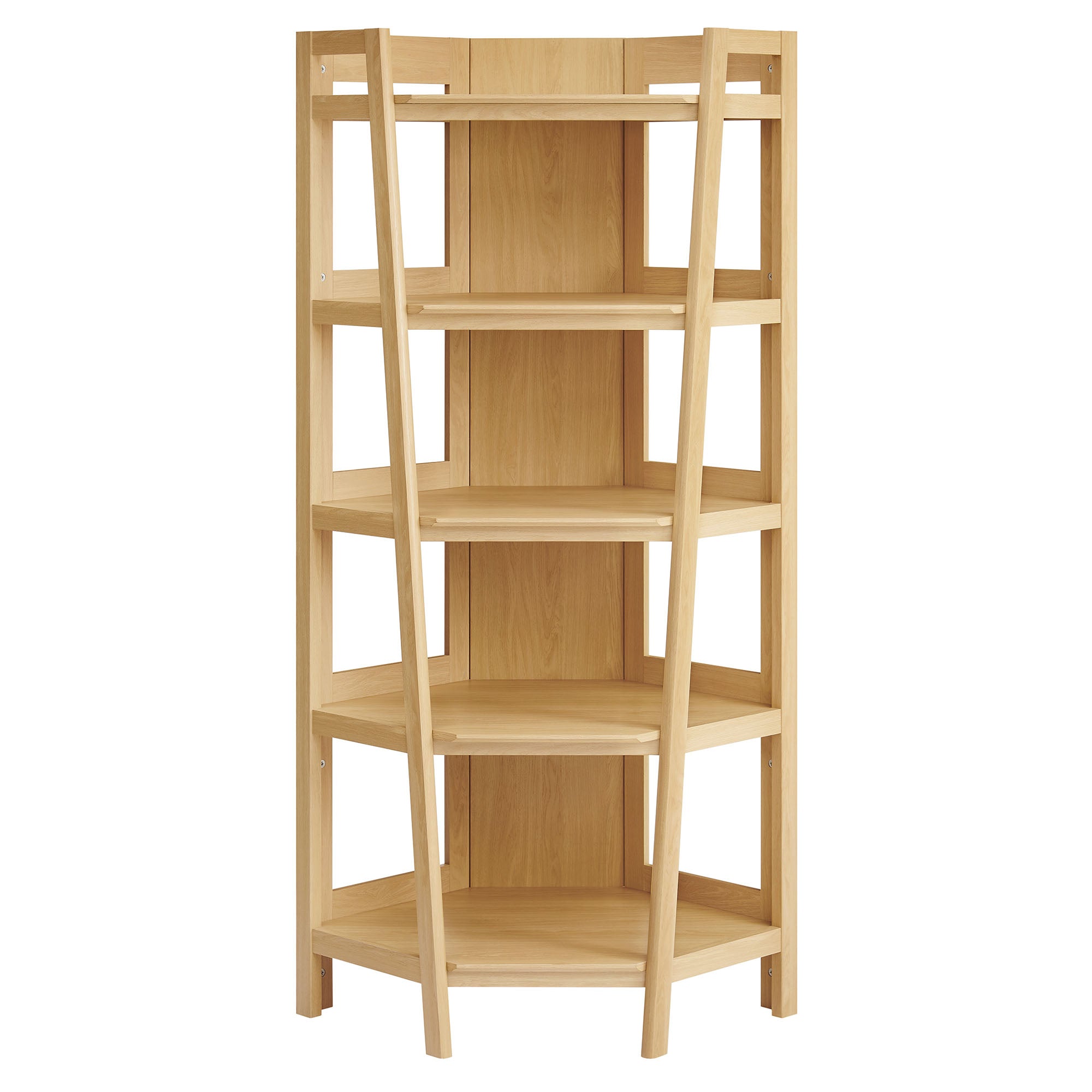 Bixby 71 Inch Corner Bookshelf, Oak