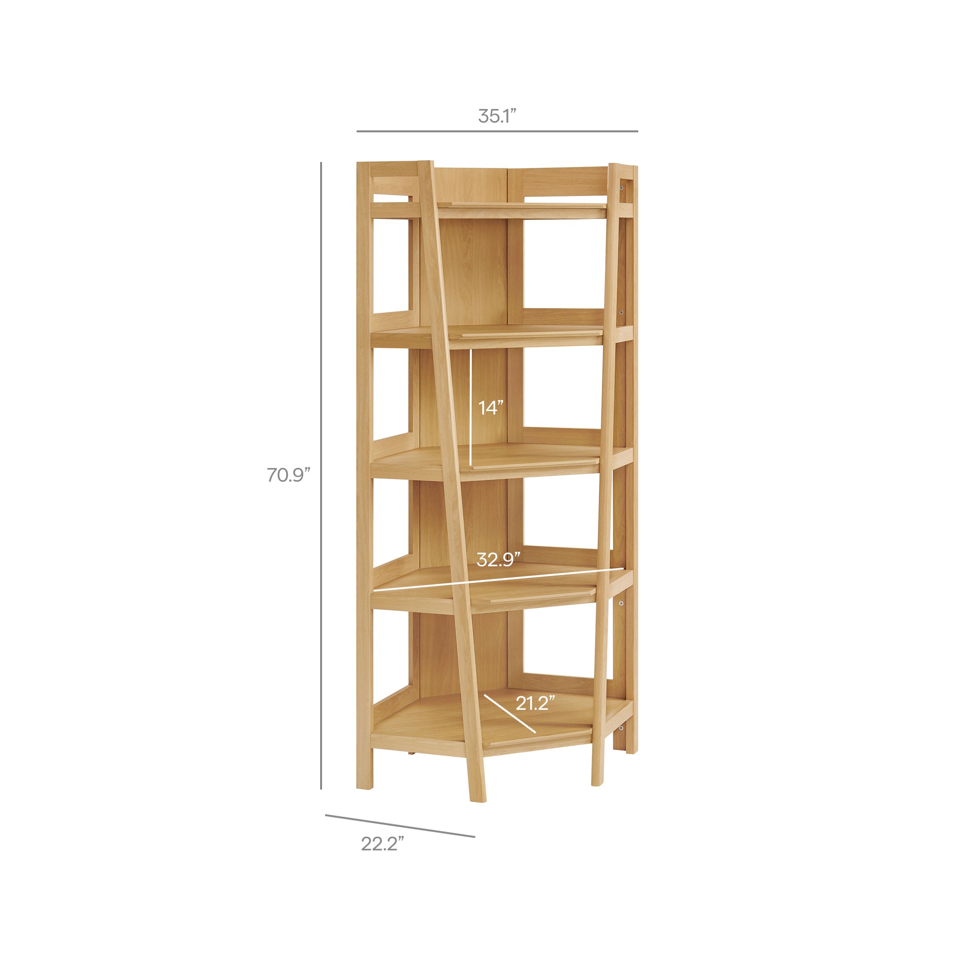 Bixby 71 Inch Corner Bookshelf, Oak