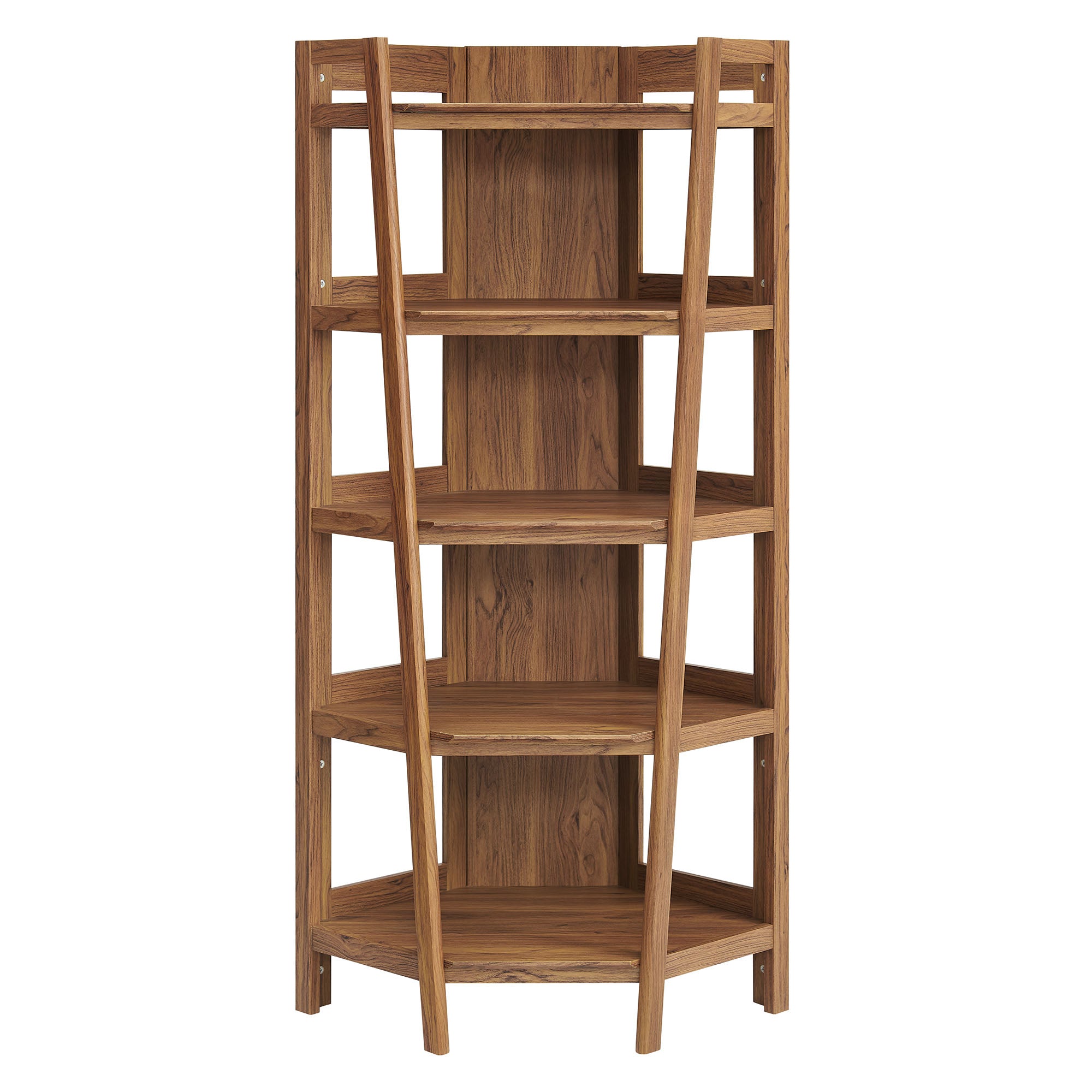 Bixby 71 Inch Corner Bookshelf, Walnut