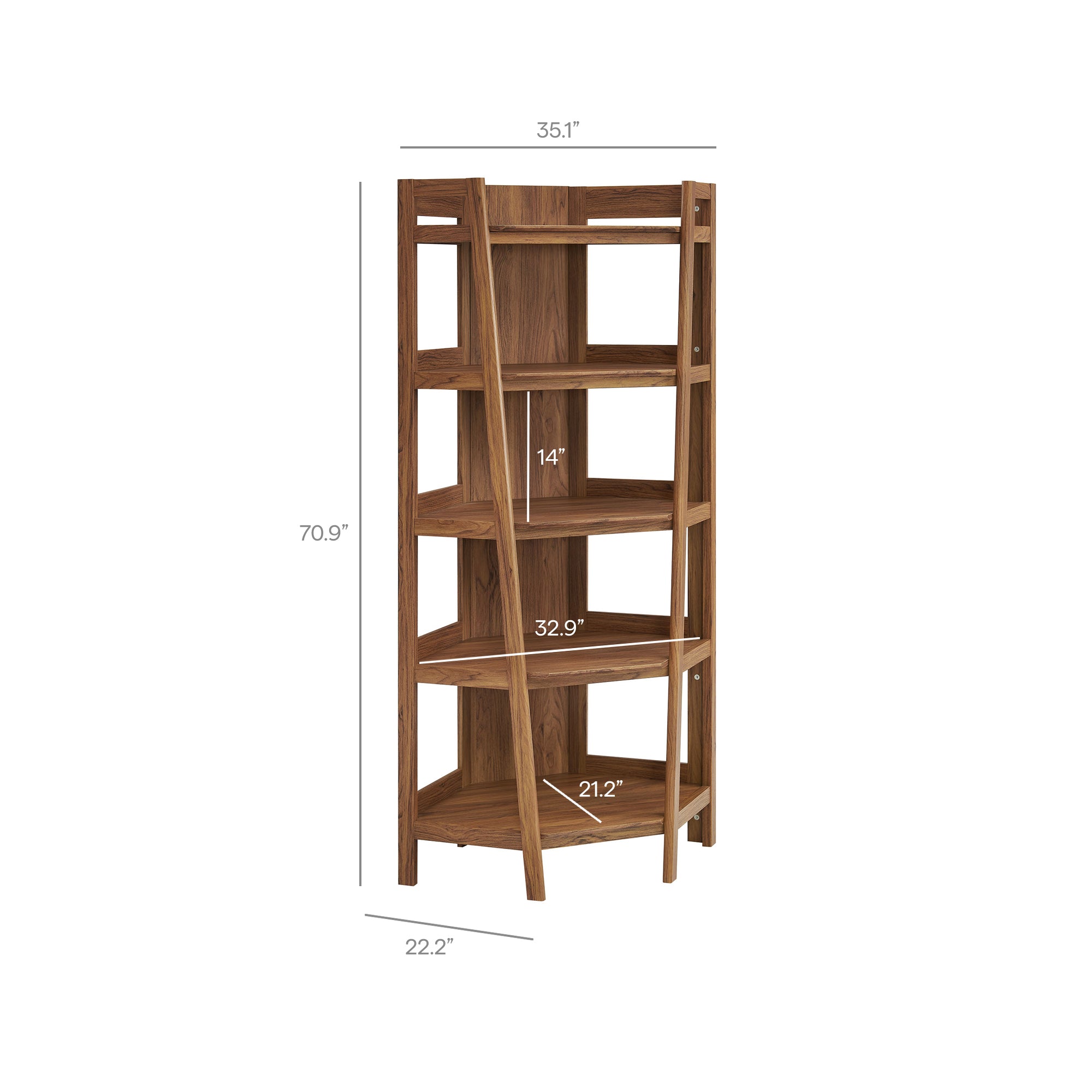 Bixby 71 Inch Corner Bookshelf, Walnut