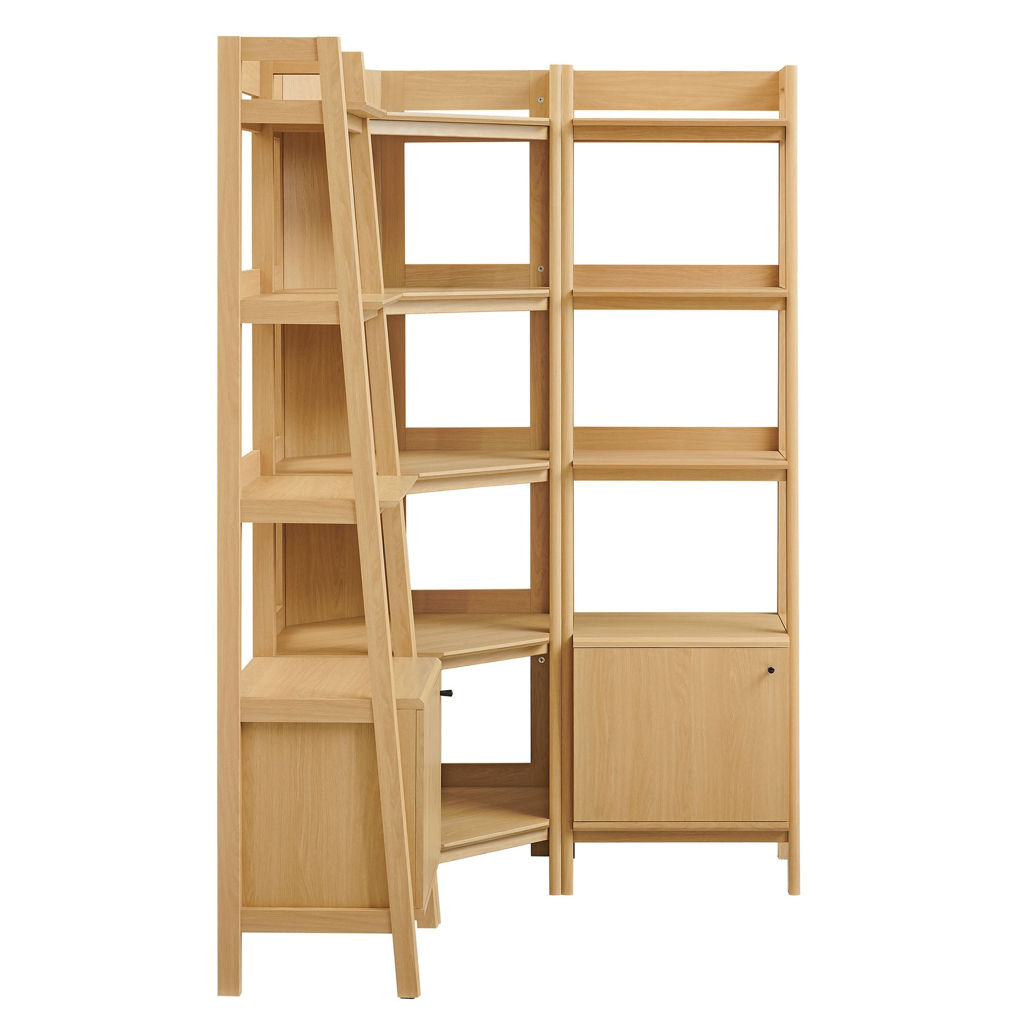 Bixby 3-piece Corner Bookshelf Set with Narrow Bookshelves, Oak