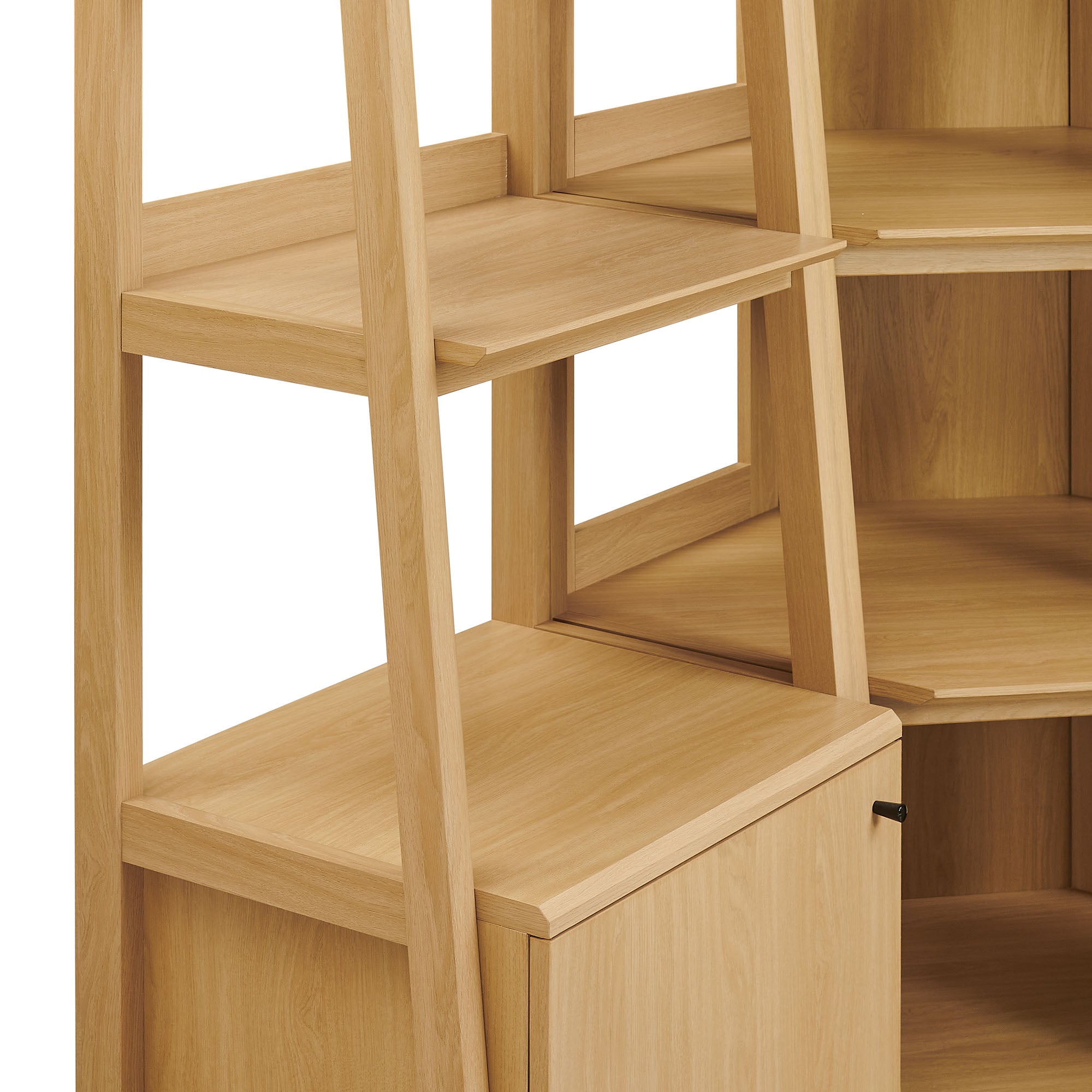 Bixby 3-piece Corner Bookshelf Set with Narrow Bookshelves, Oak