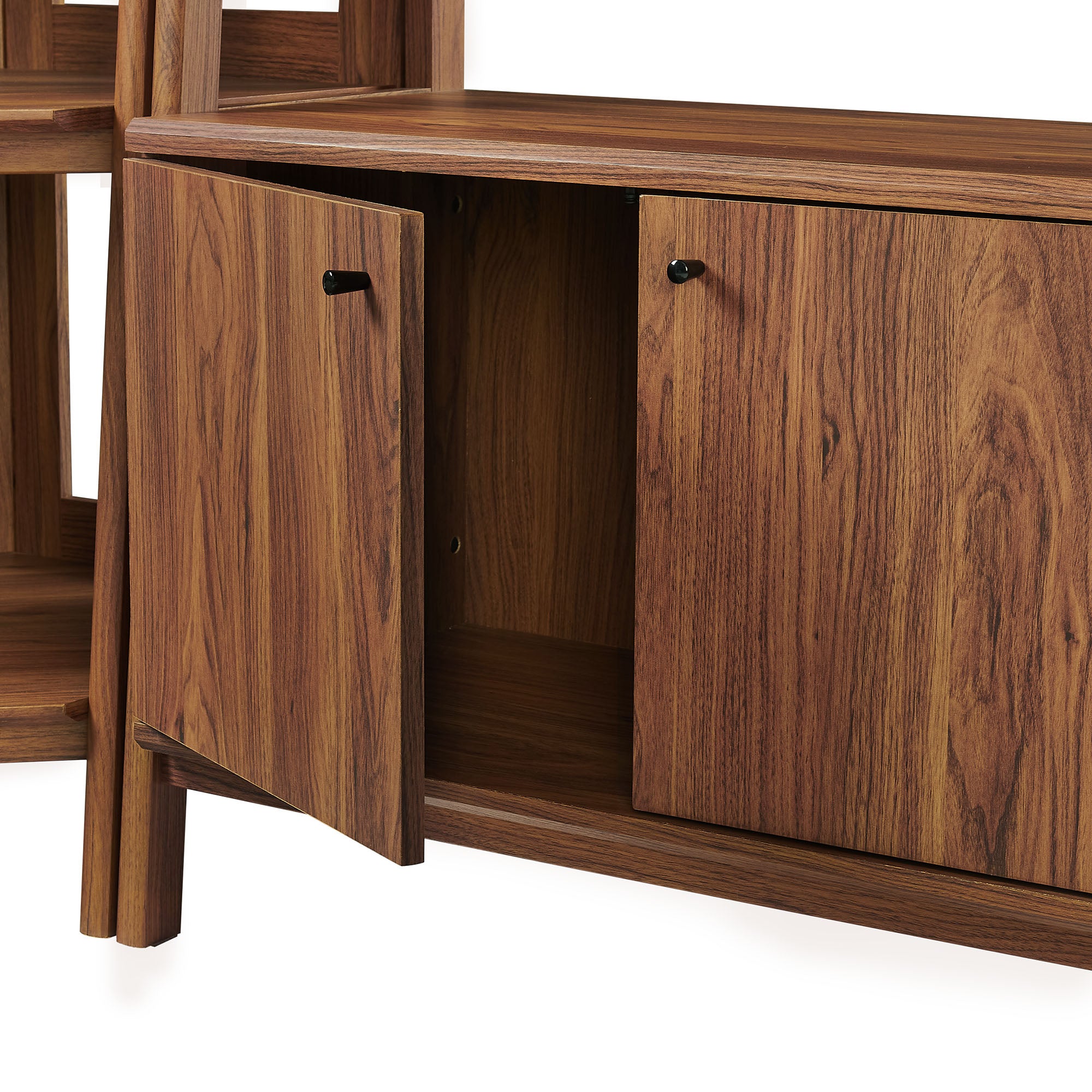 Bixby 3-Piece Corner Bookshelf Set with Wide Bookshelves, Walnut