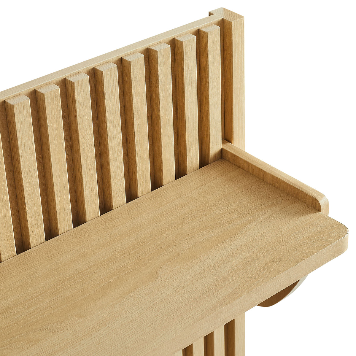 Render Fluted Coat Rack Panel With Shelf, Light Oak