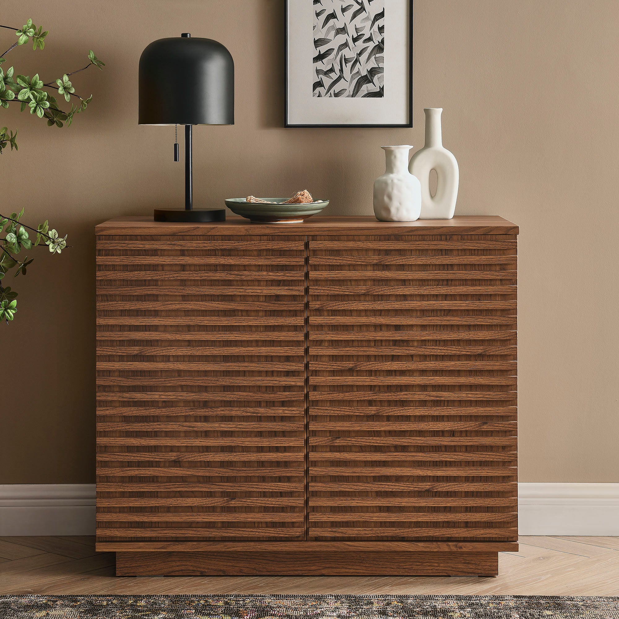 Render 2-Door Fluted Accent Cabinet, Walnut