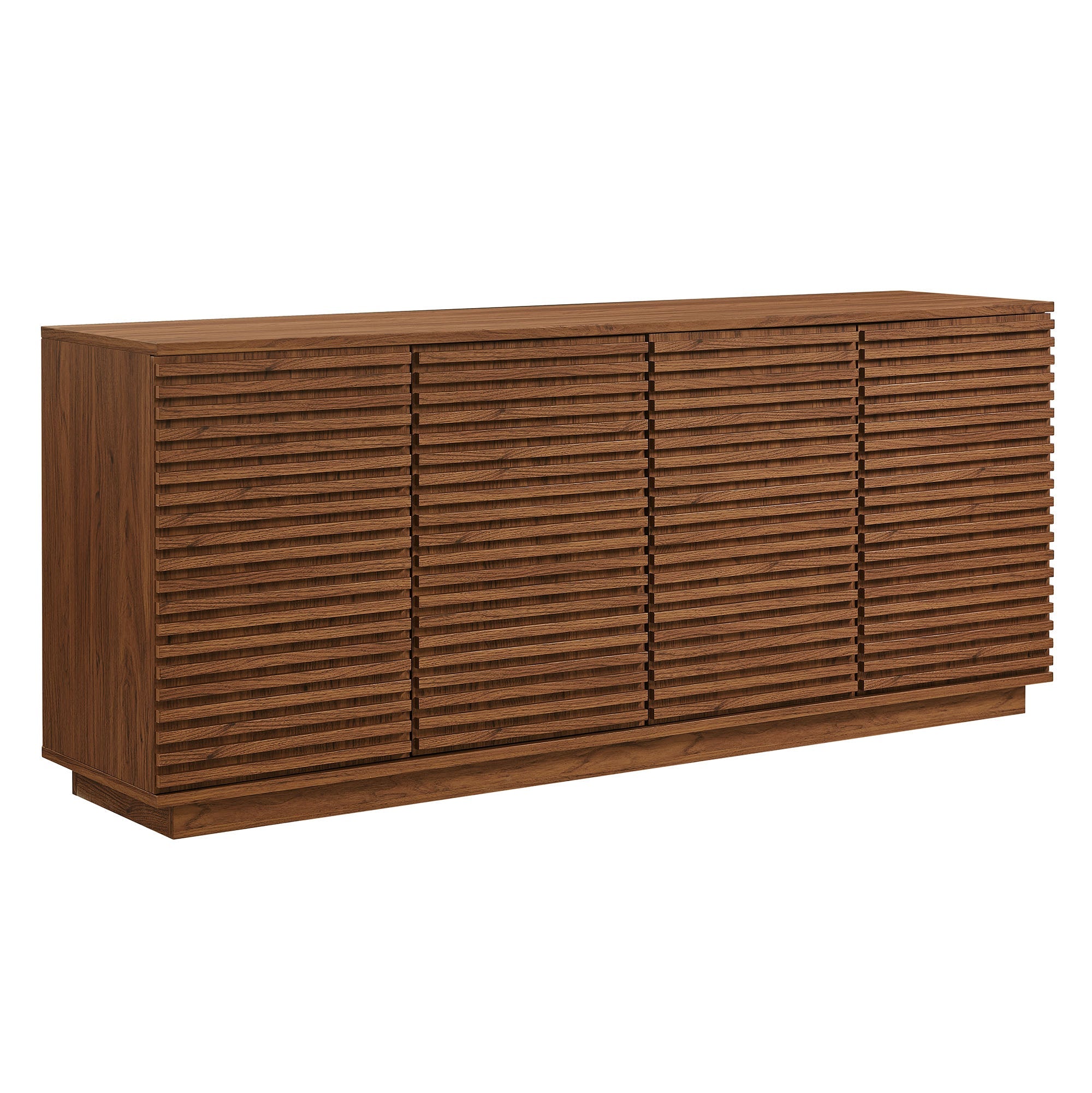 Render 4-Door Fluted Sideboard Cabinet TV Stand, Walnut