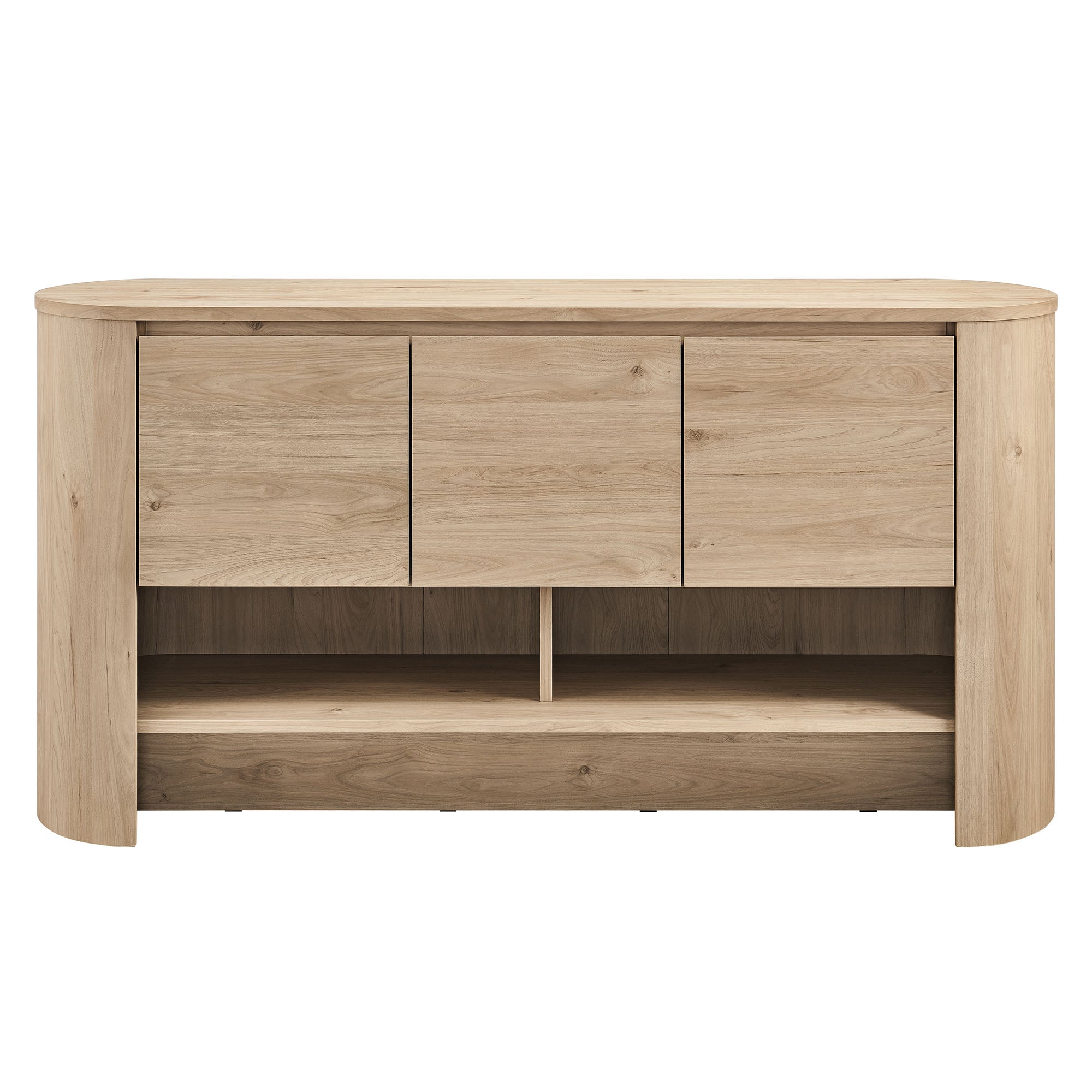 Duval 62 Inch Oval Sideboard, Light Oak