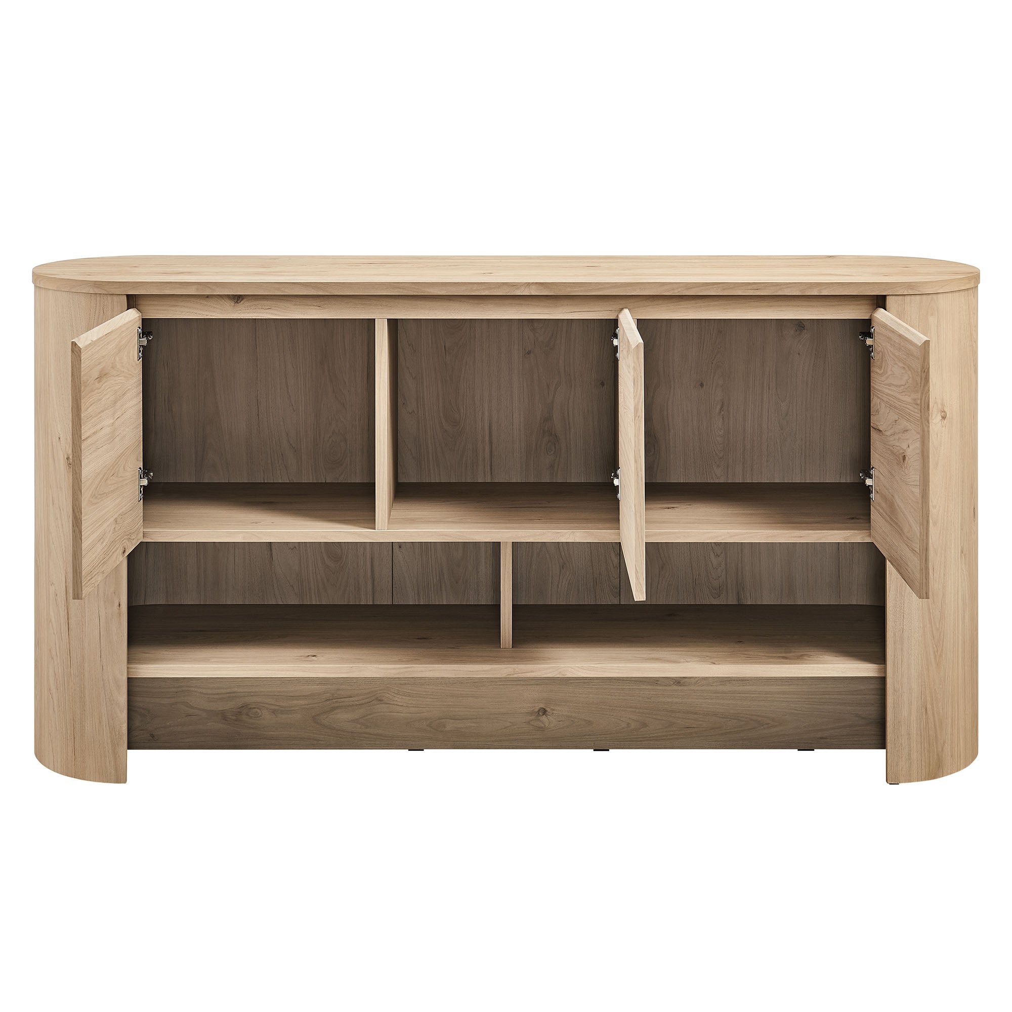 Duval 62 Inch Oval Sideboard, Light Oak