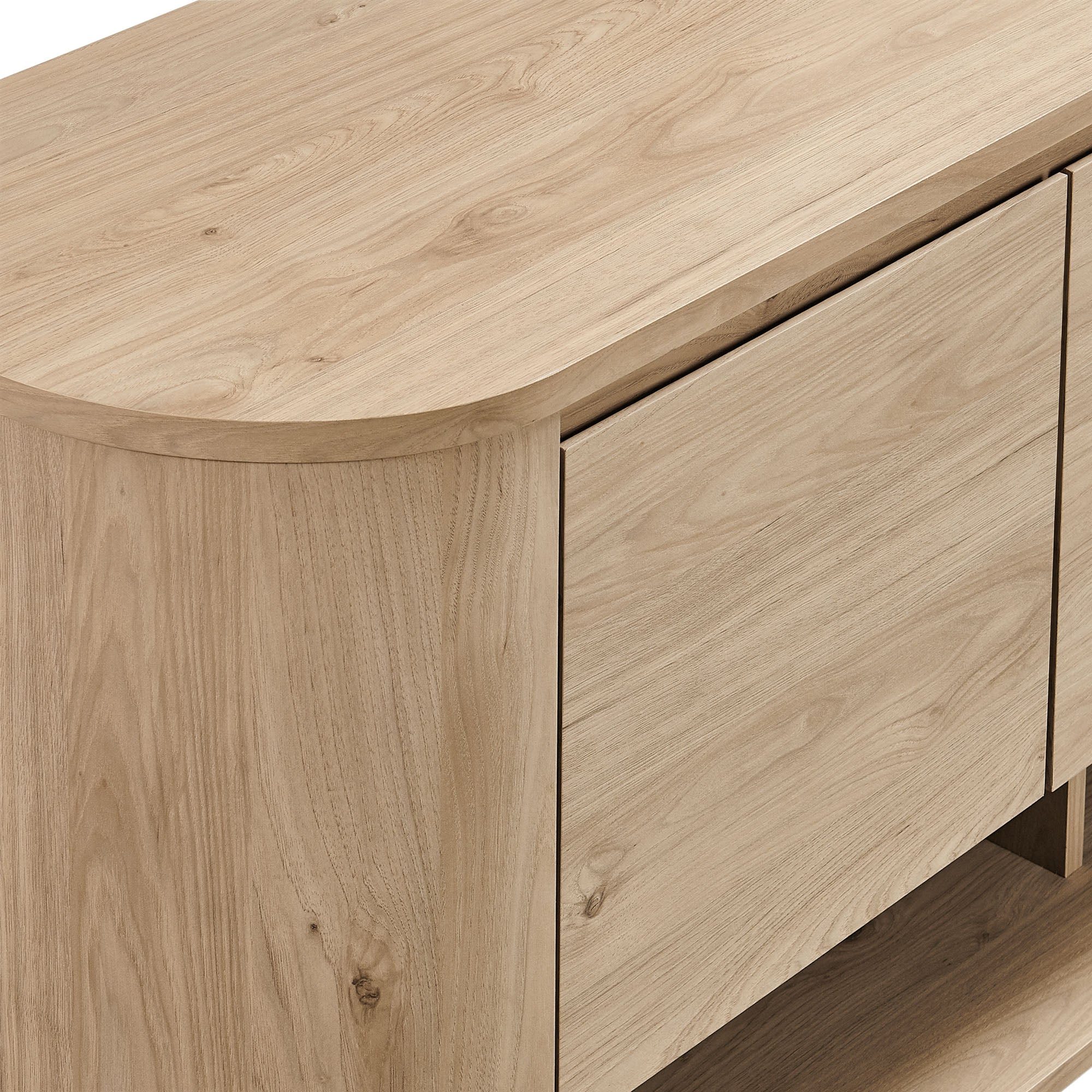 Duval 62 Inch Oval Sideboard, Light Oak