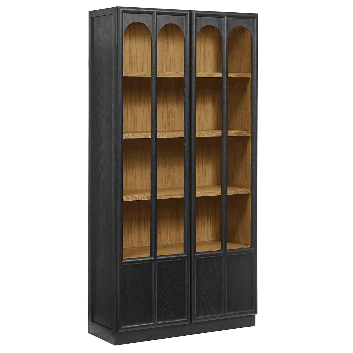 Anwen Solid Wood and Glass Display Cabinet, Black Oak