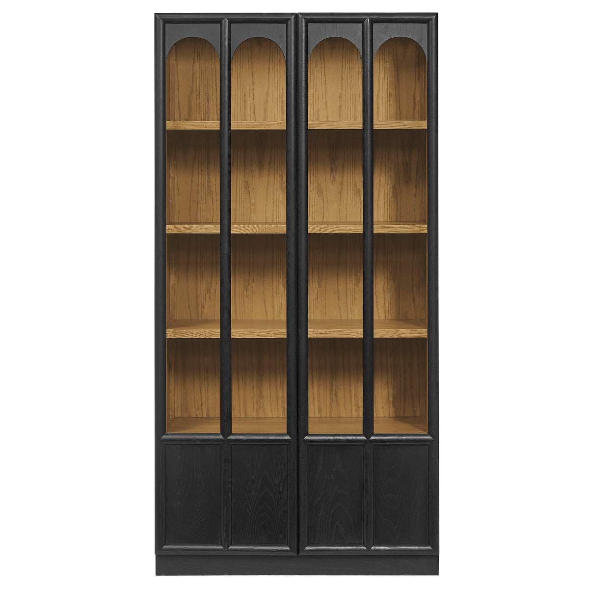 Anwen Solid Wood and Glass Display Cabinet, Black Oak