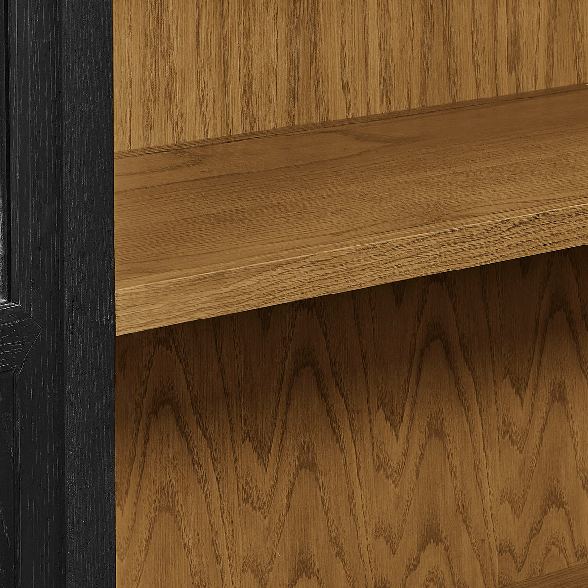 Anwen Solid Wood and Glass Display Cabinet, Black Oak