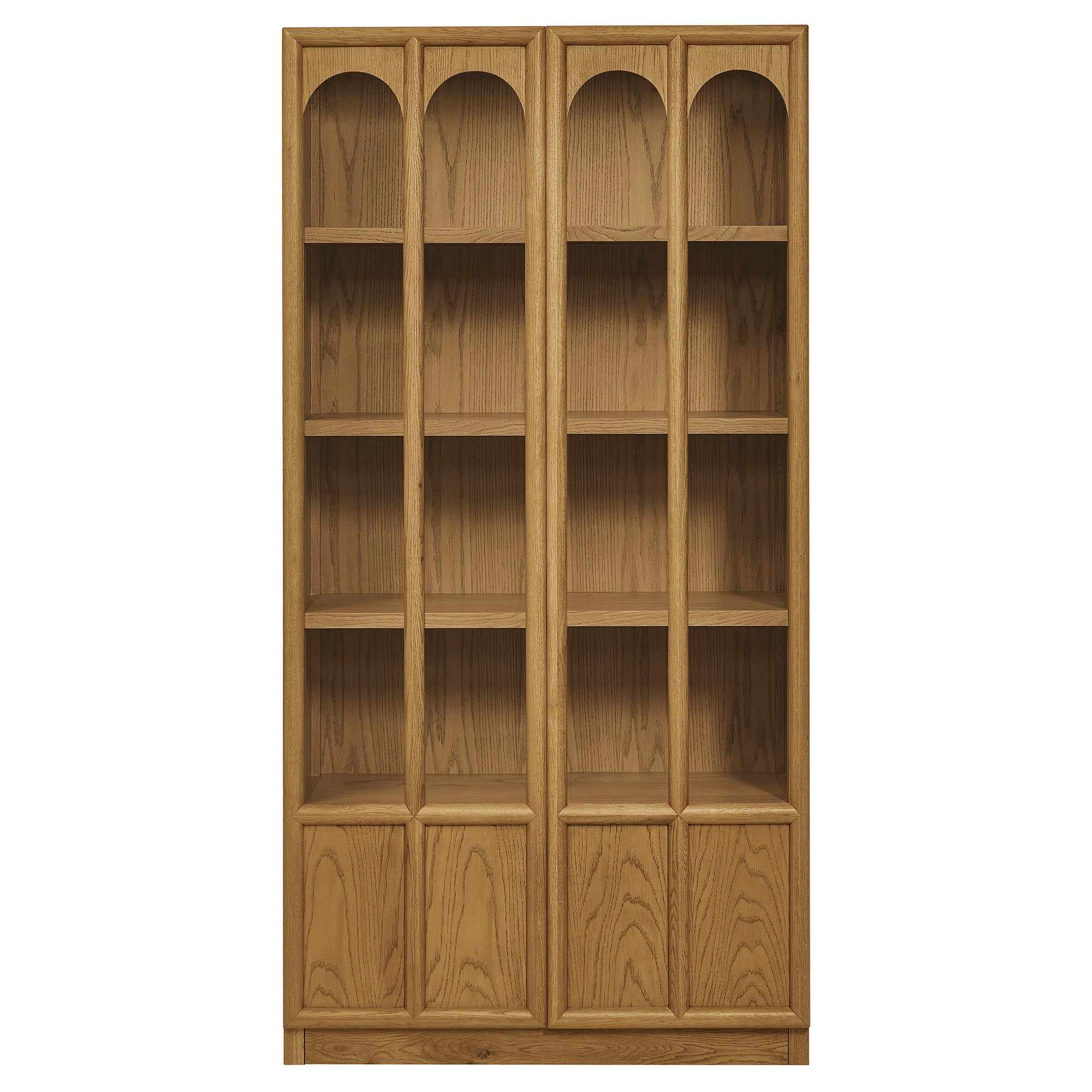 Anwen Solid Wood and Glass Display Cabinet, Oak