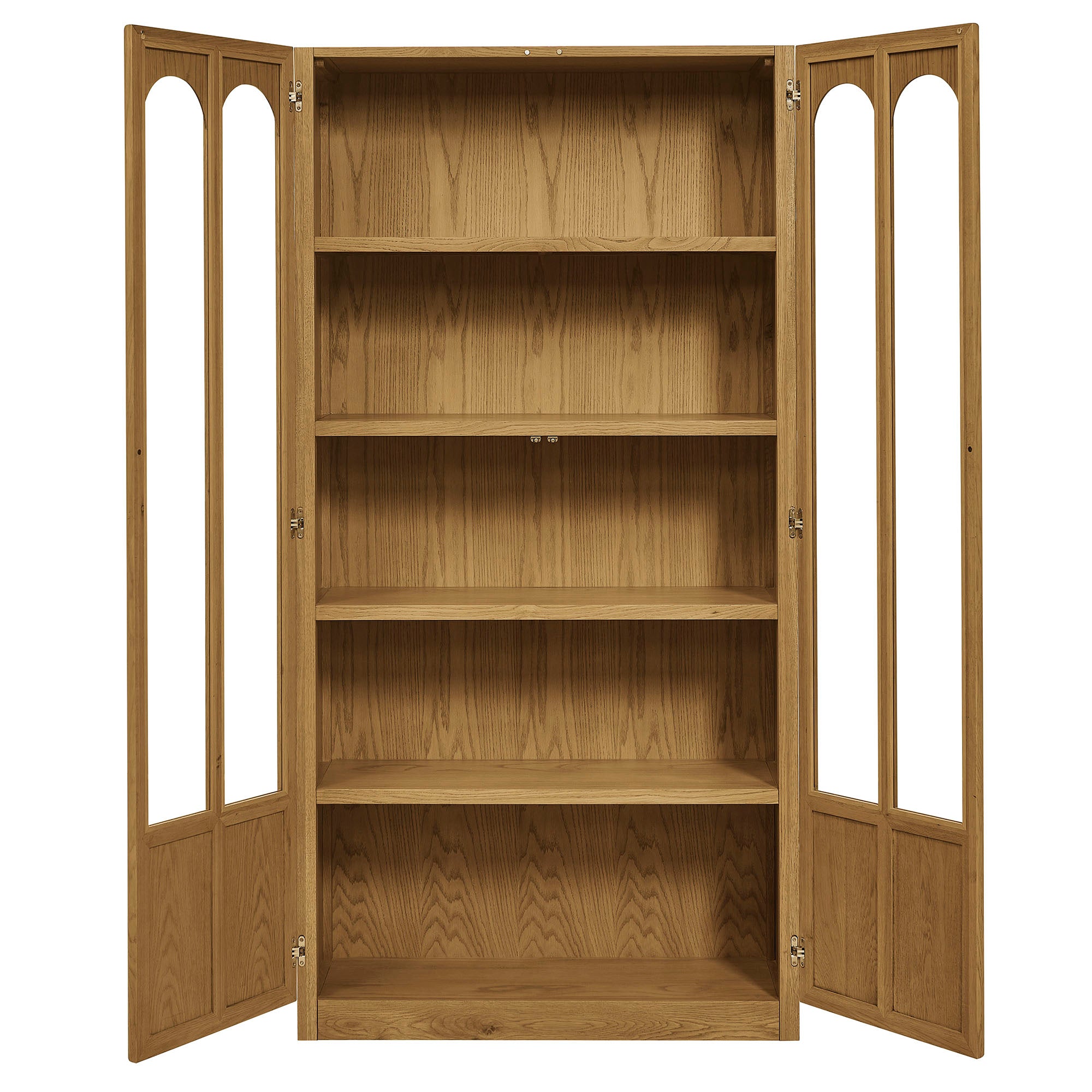 Anwen Solid Wood and Glass Display Cabinet, Oak