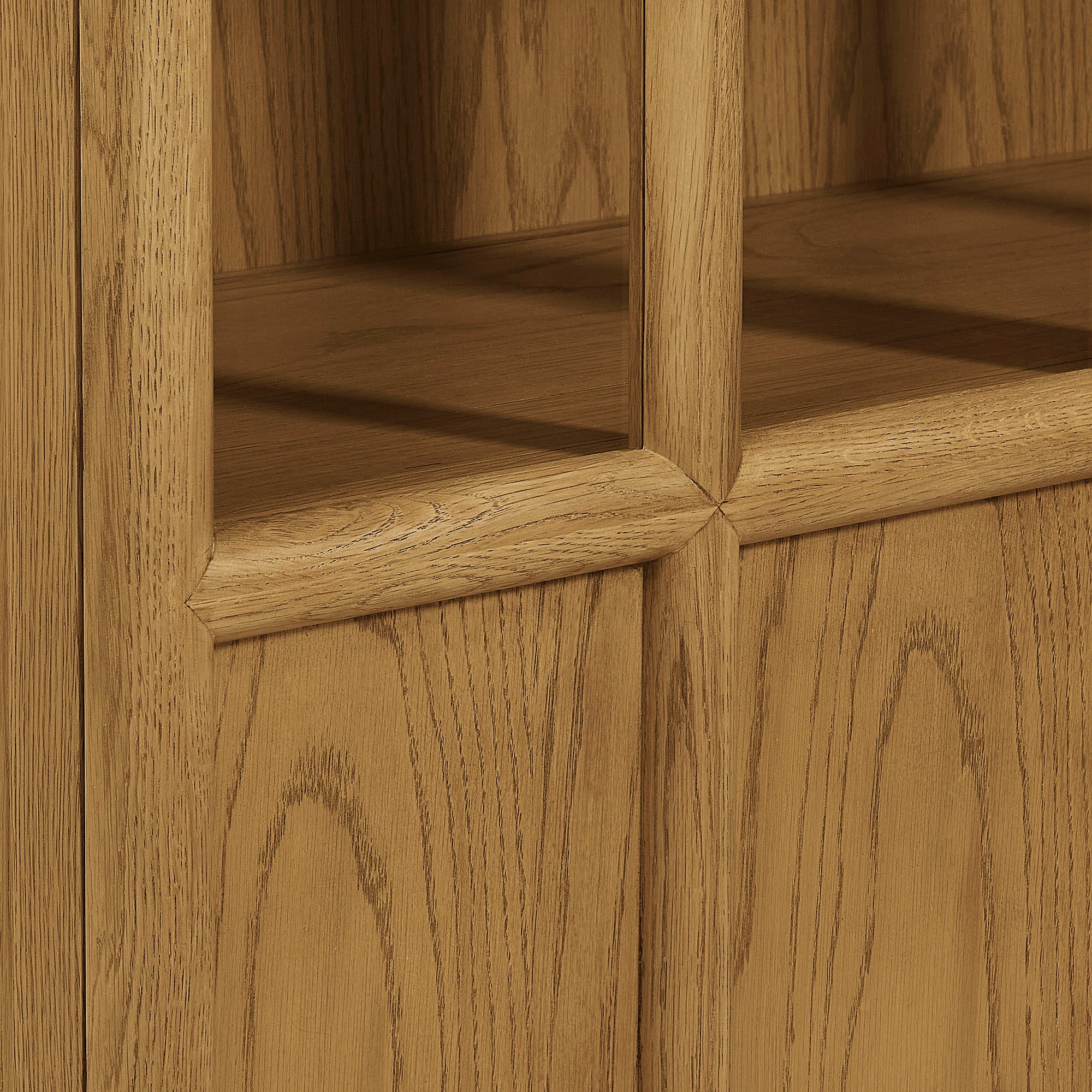 Anwen Solid Wood and Glass Display Cabinet, Oak